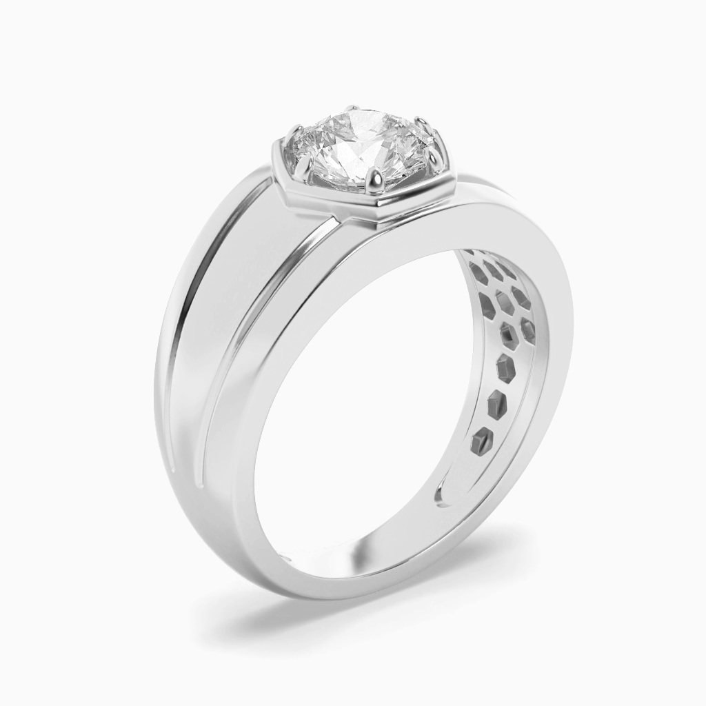 2Cttw Round Shaped Lab Grown Diamond (F/VS) Mens Ring in 14K Gold view 3