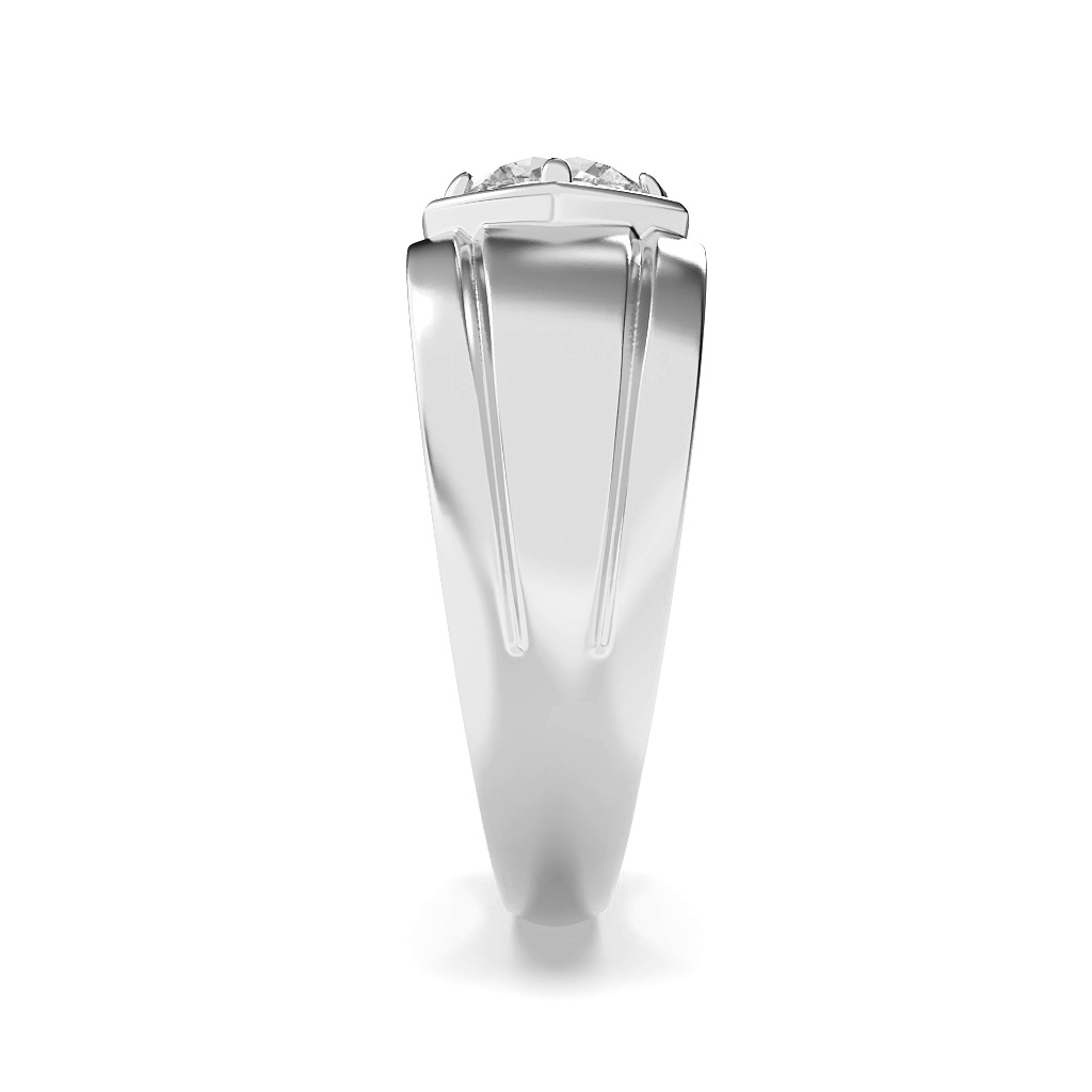 2Cttw Round Shaped Lab Grown Diamond (F/VS) Mens Ring in 14K Gold view 5