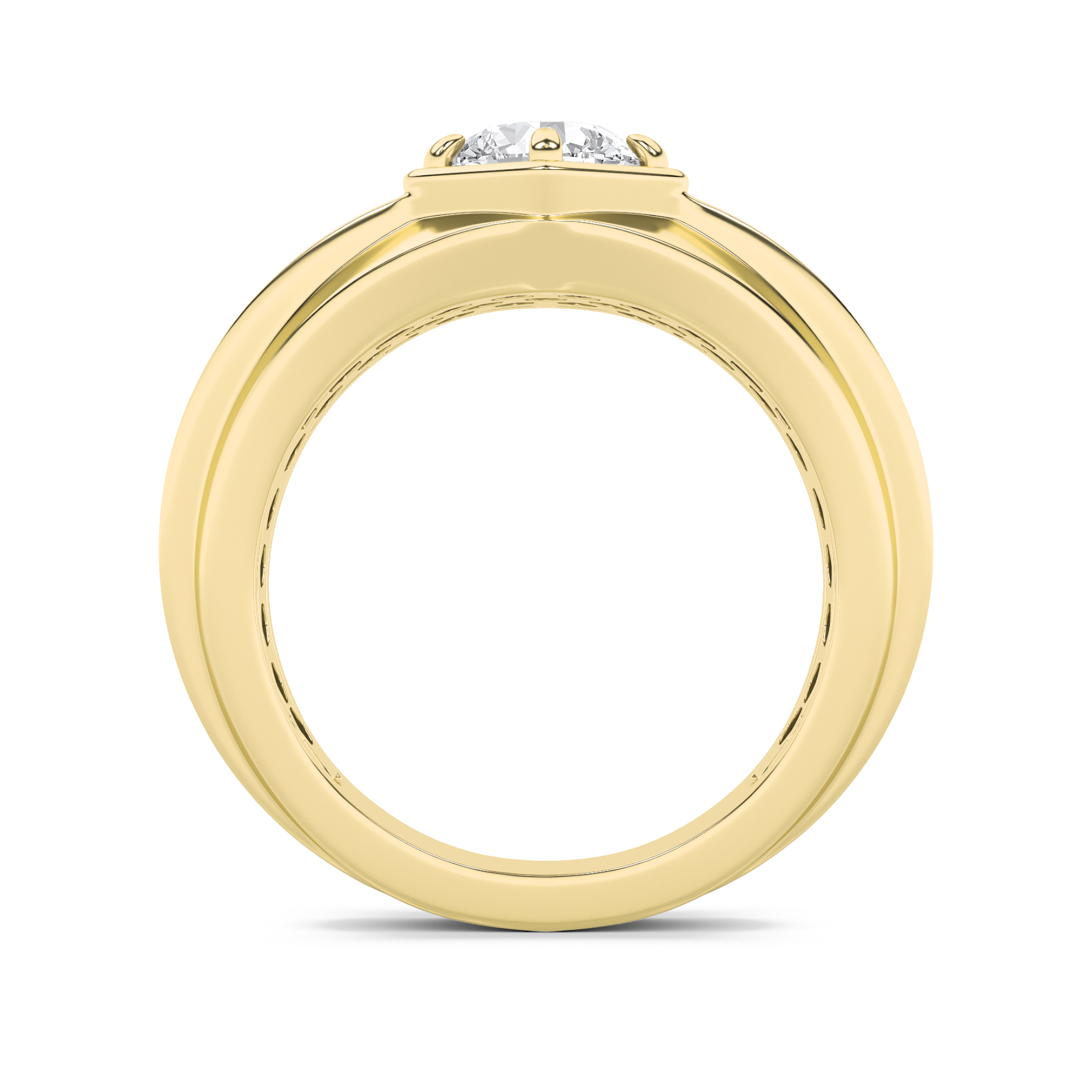 2Cttw Round Shaped Lab Grown Diamond (F/VS) Mens Ring in 14K Gold view 4