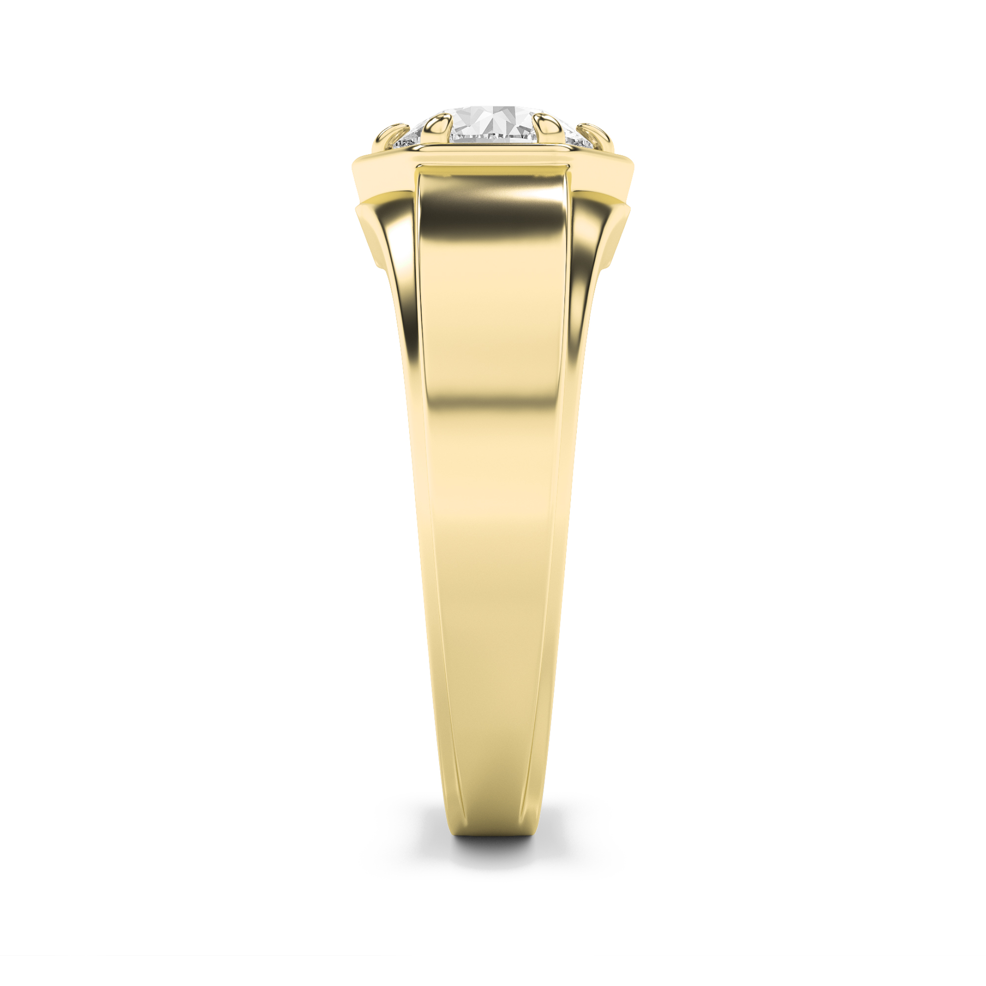 2Cttw Round Shaped Lab Grown Diamond (F/VS) Mens Ring in 14K Gold view 5