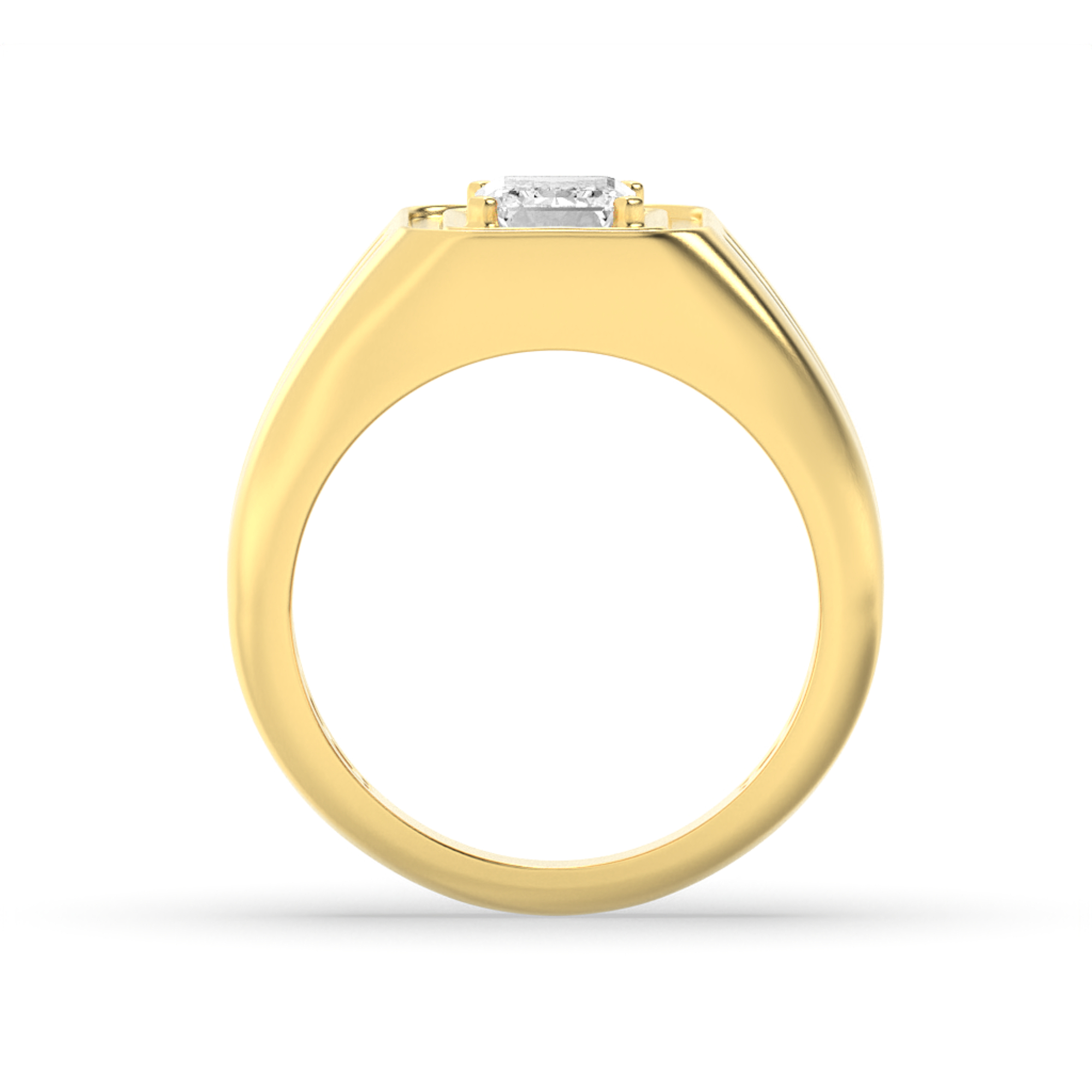Mens Ring  with Emerald Shaped Lab Grown Diamond (G/VS) in 14K Gold view 4