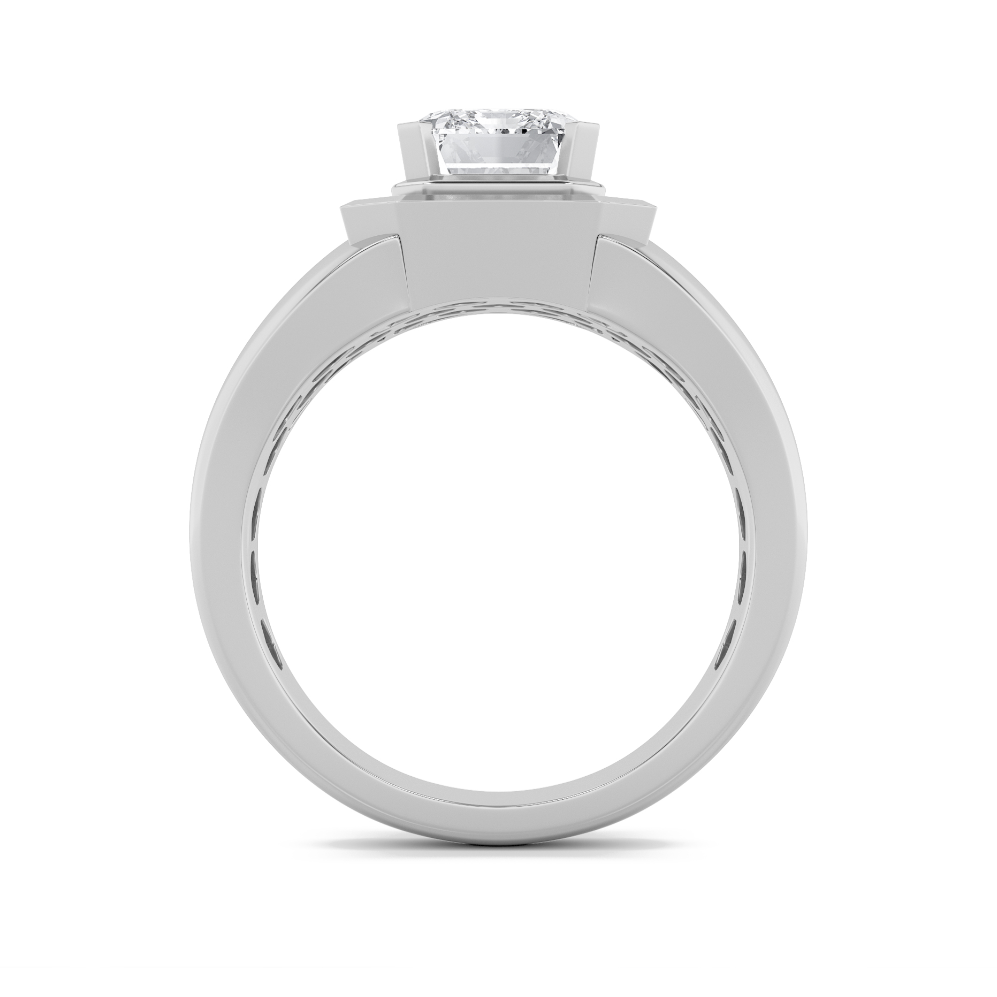 Mens Ring  with Emerald Shaped Lab Grown Diamond (F/VS) in 14K Gold view 4
