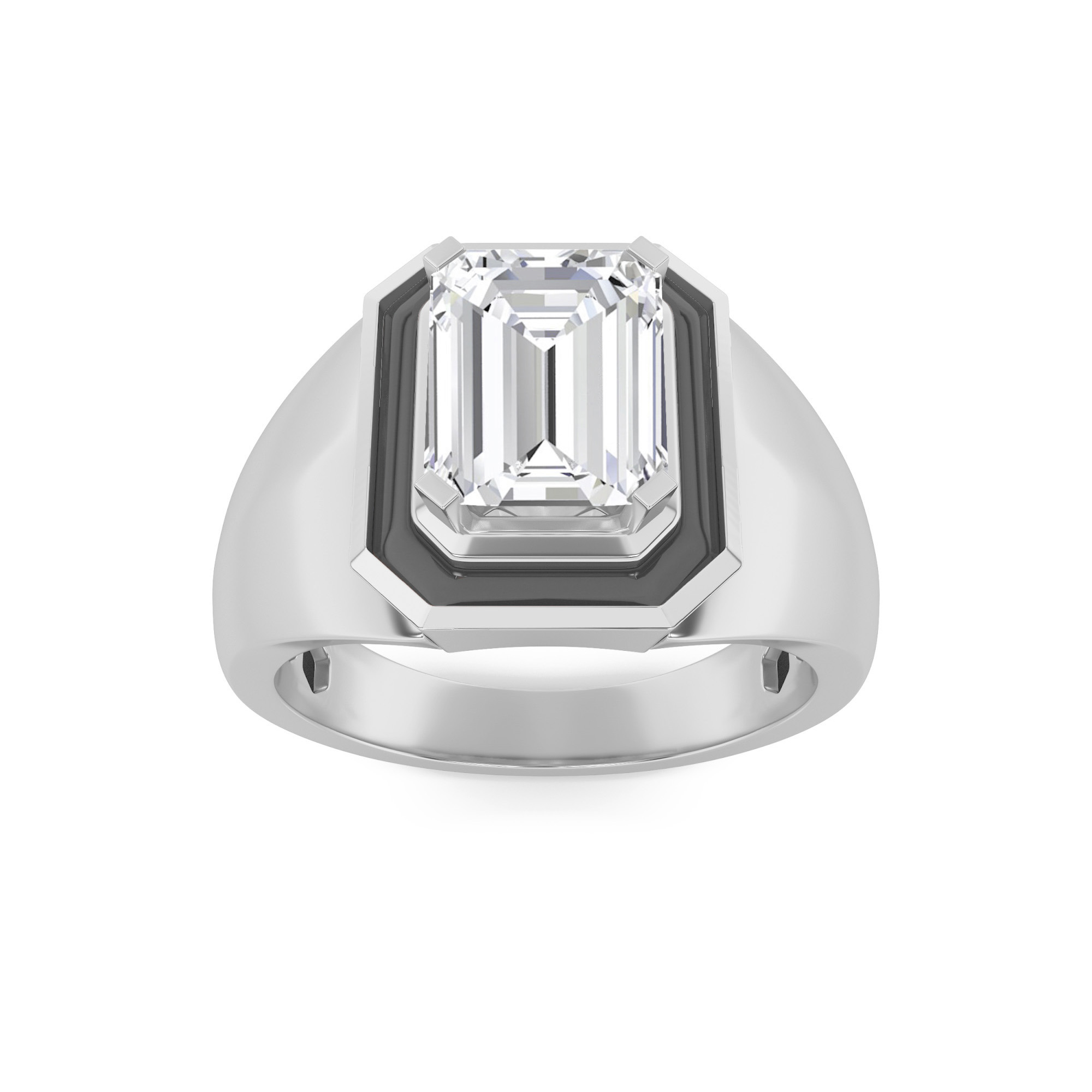 3.00 CT Emerald Diamond Ring in 14K White Gold