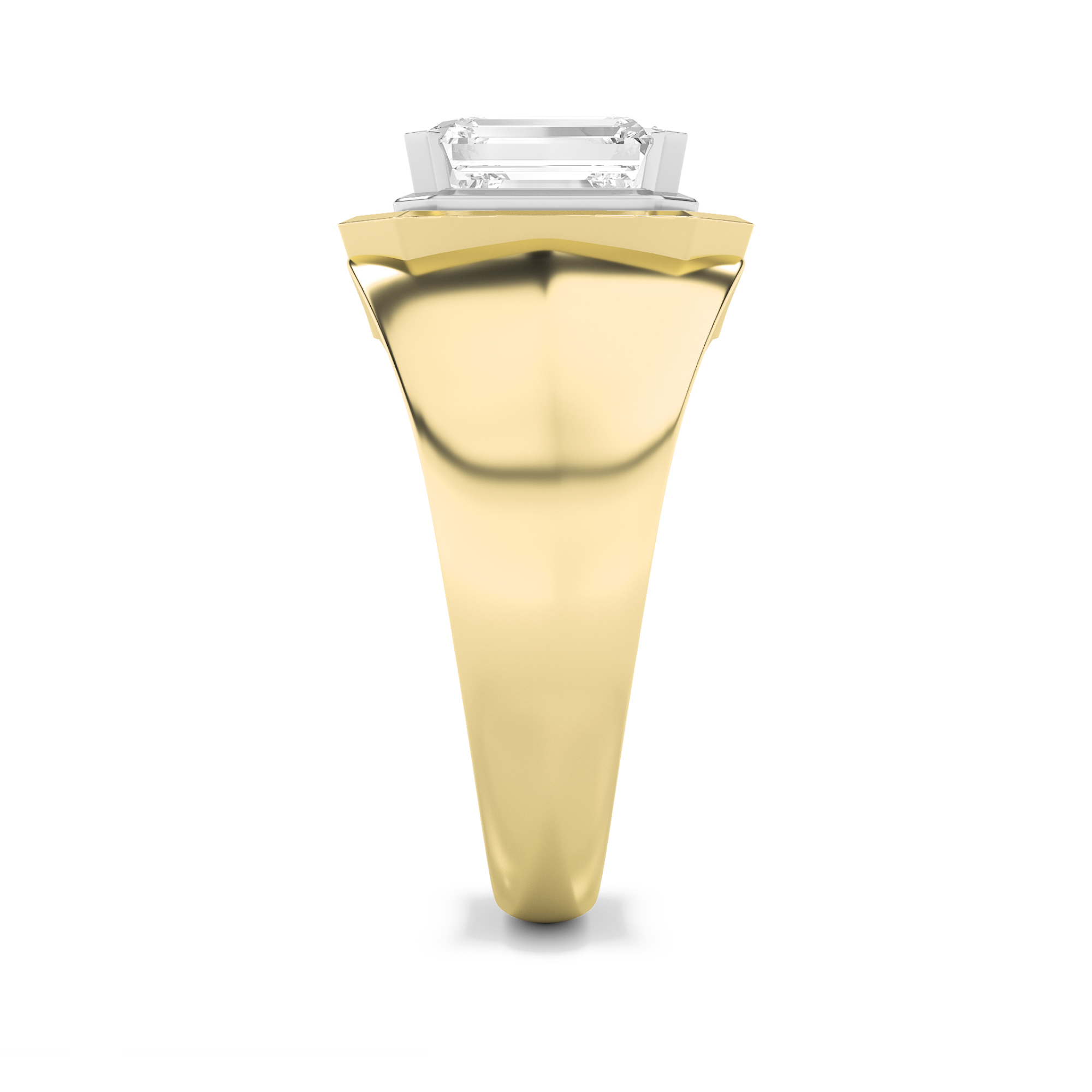 Mens Ring  with Emerald Shaped Lab Grown Diamond (F/VS) in 14K Gold view 5