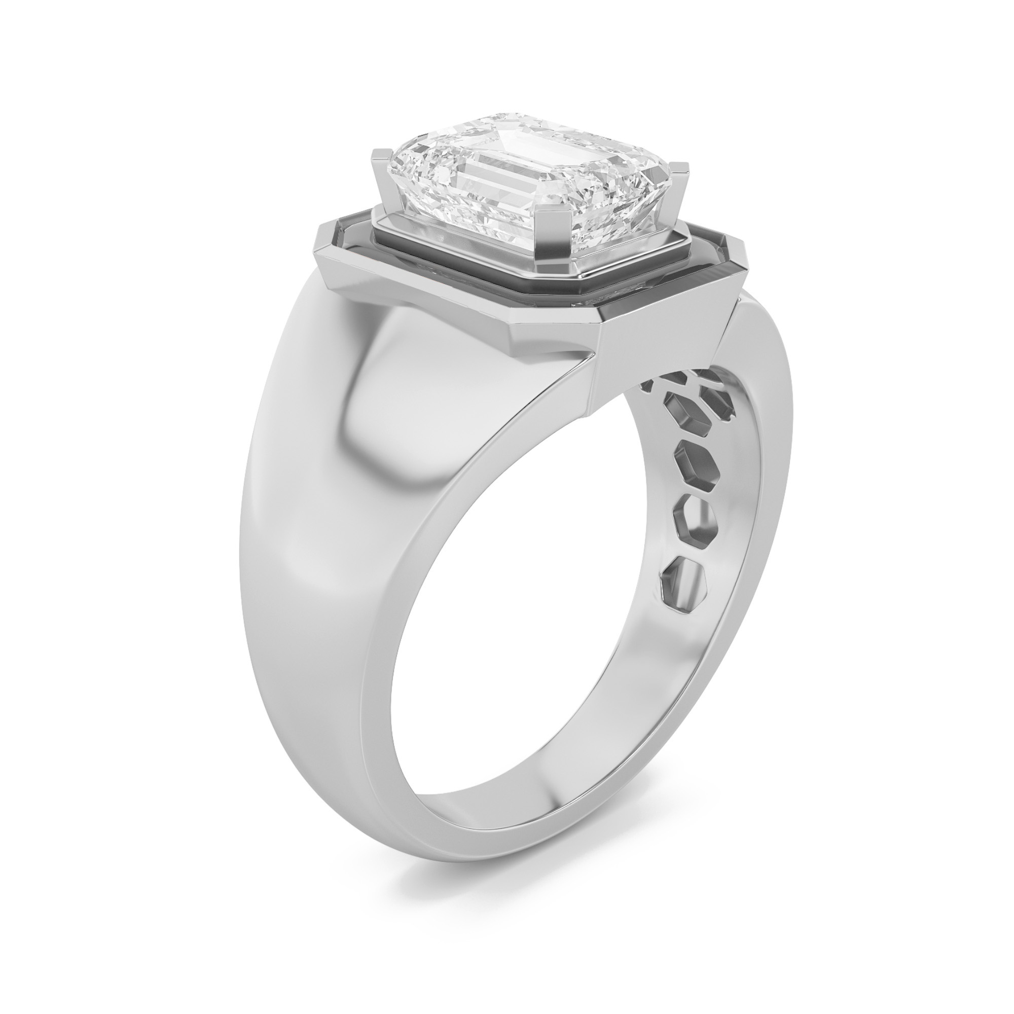 3.00 CT Emerald Diamond Ring in 14K White Gold