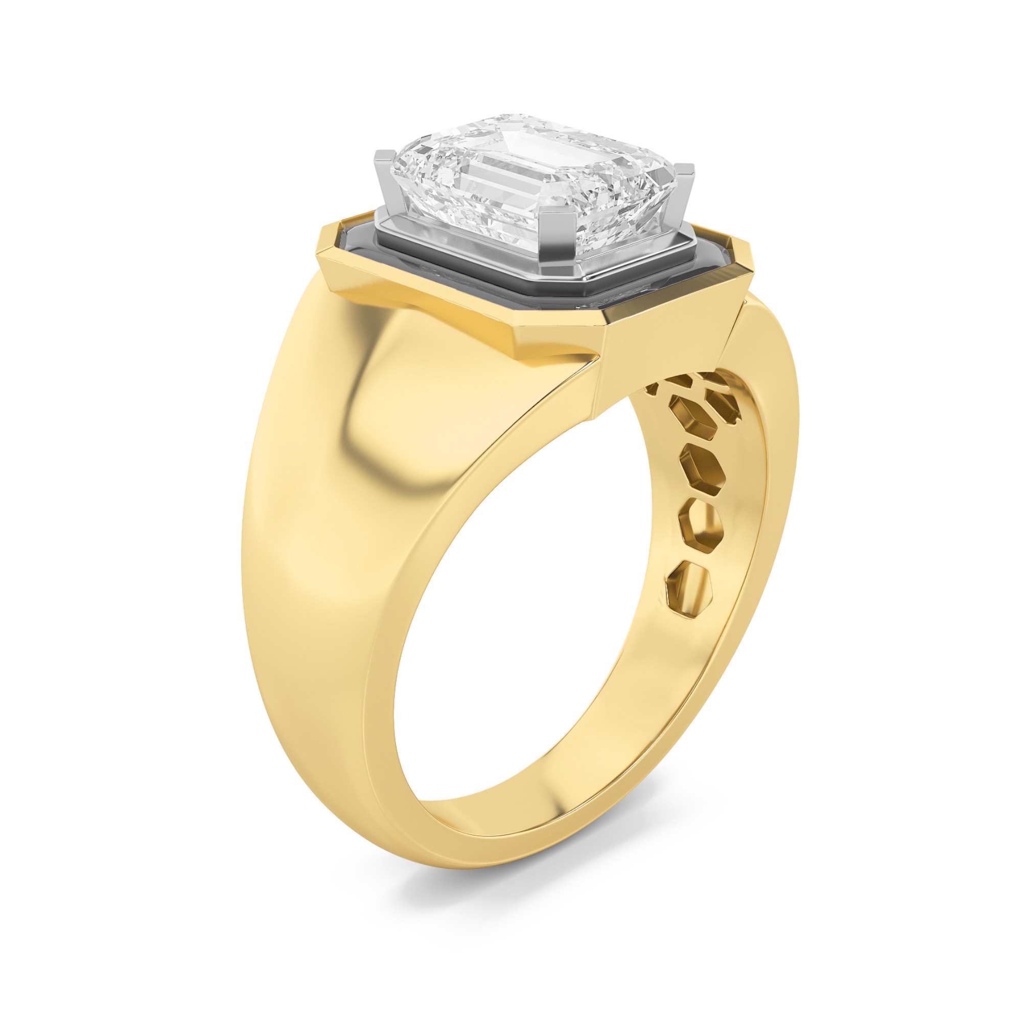 3.00 CT Emerald Diamond Ring in 14K Yellow Gold