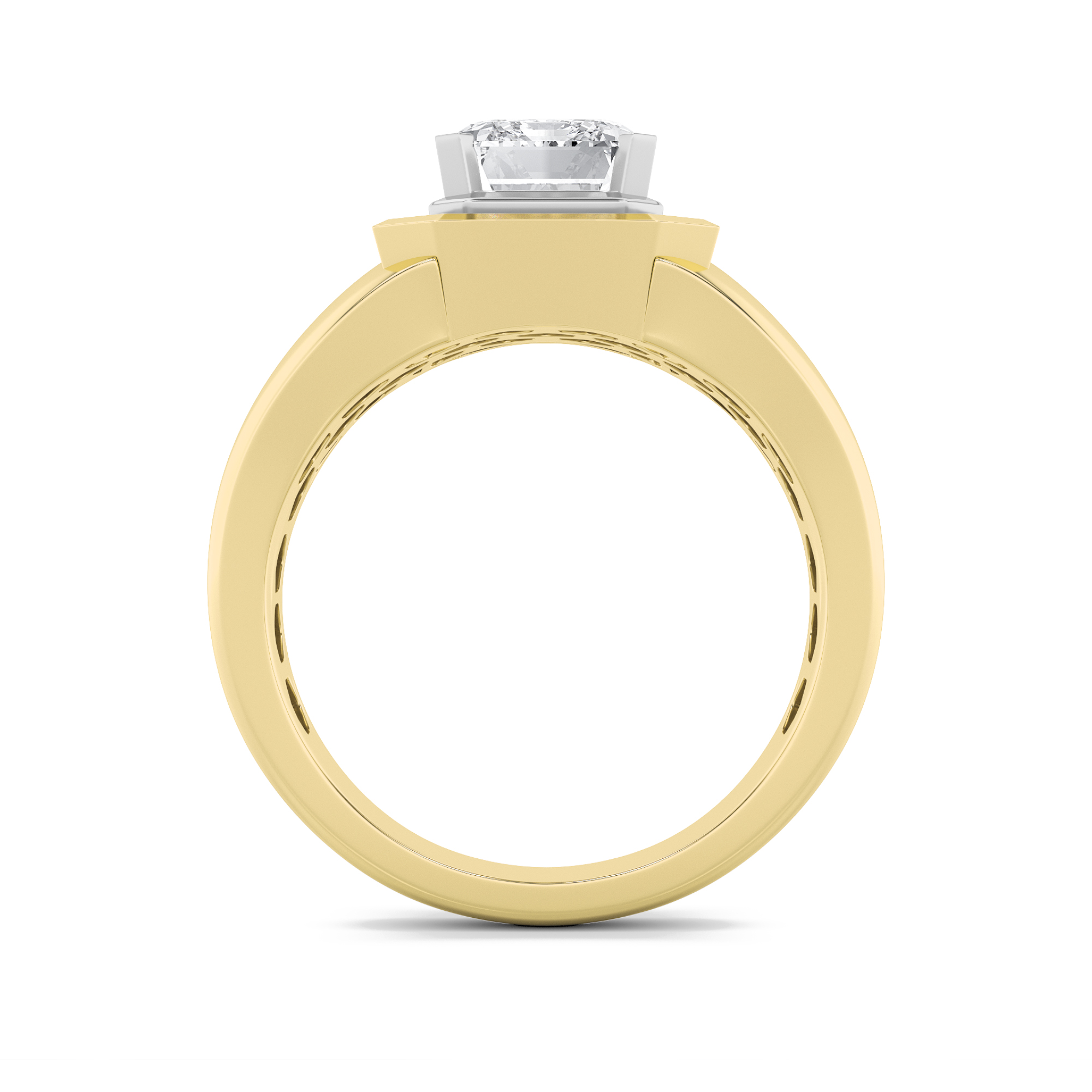Mens Ring  with Emerald Shaped Lab Grown Diamond (F/VS) in 14K Gold view 3