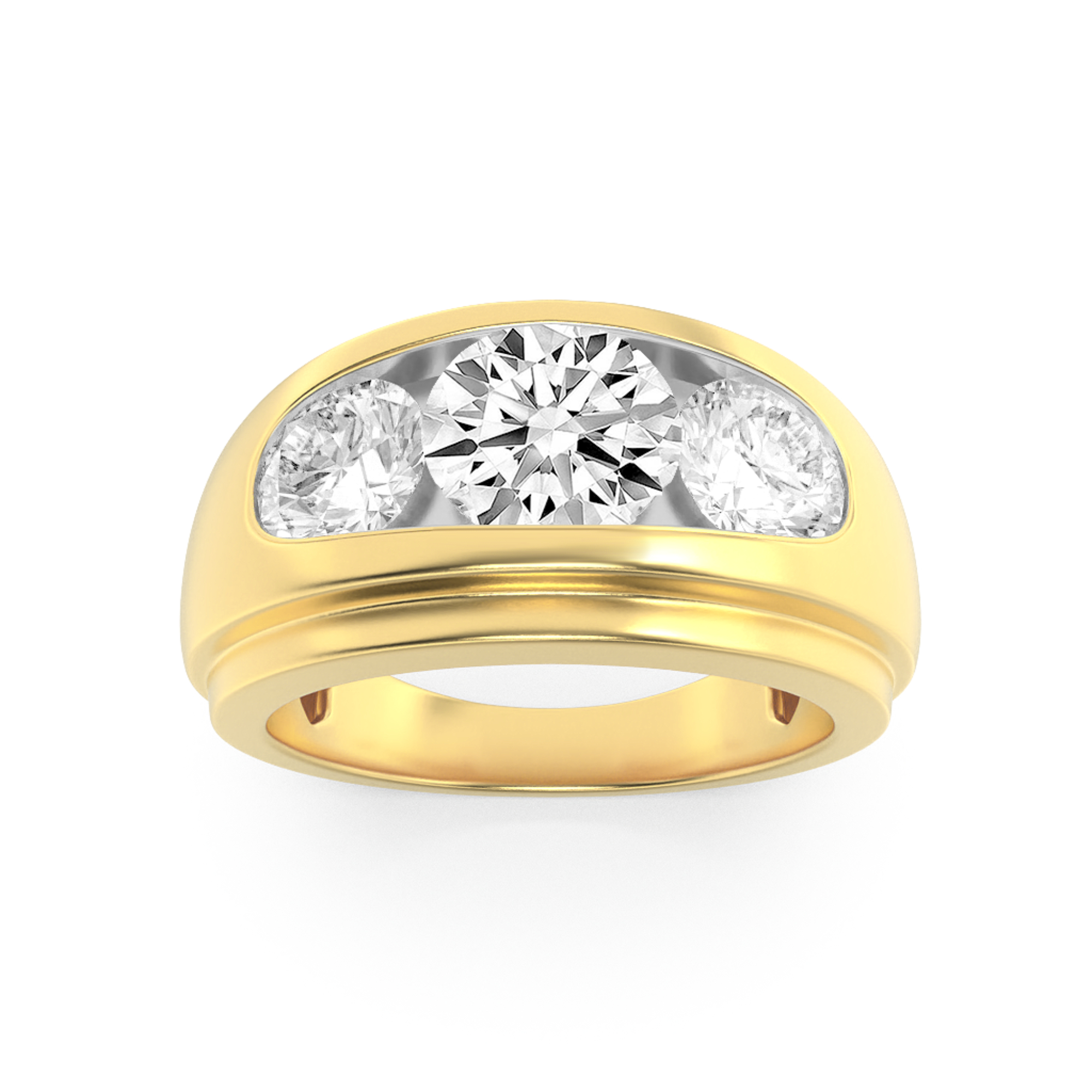 3.00 CT Round Diamond Ring in 10K Yellow Gold|10K White Gold