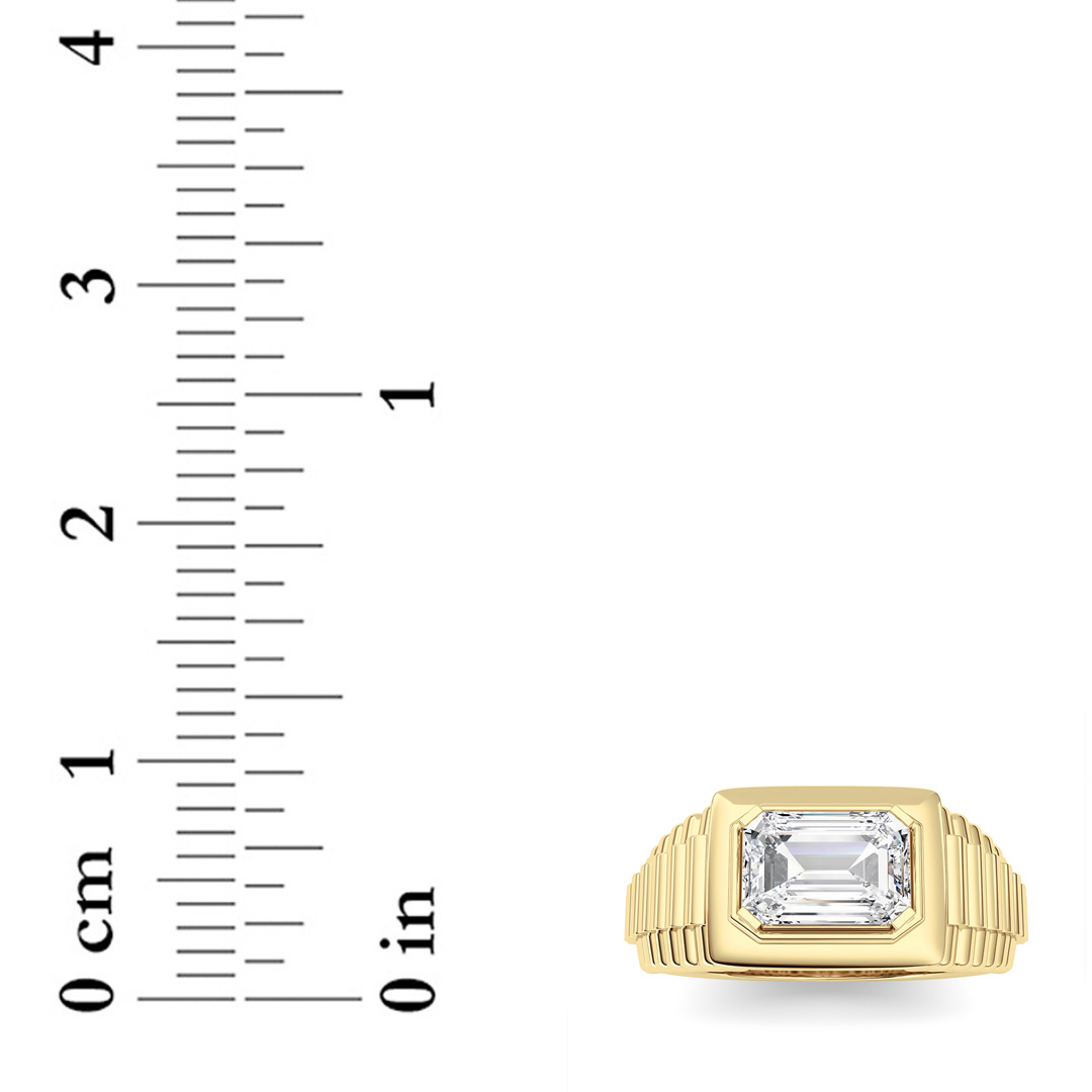 Mens Ring  with Emerald Shaped Lab Grown Diamond (F/VS) in 14K Gold view 4