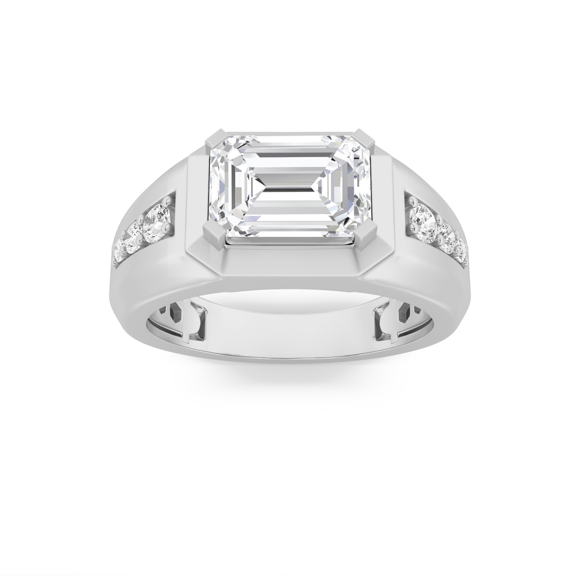 3.50 CT Emerald Diamond Ring in 14K White Gold