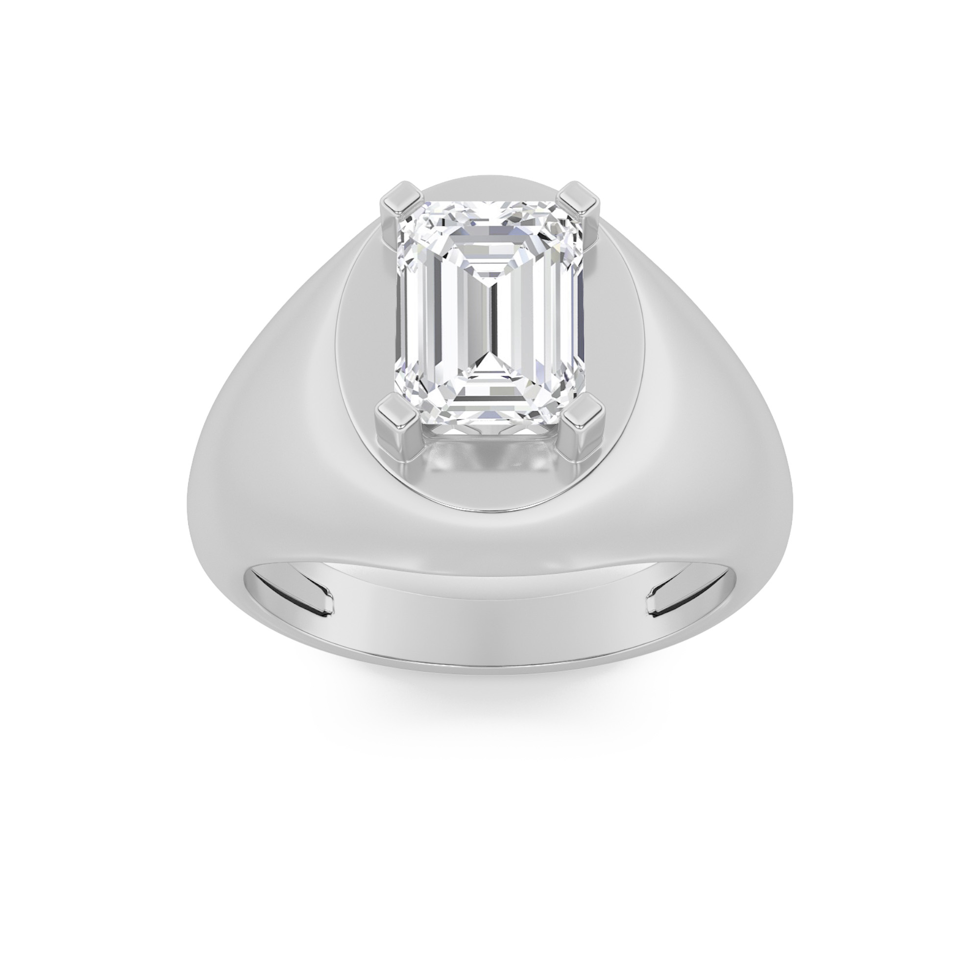 3.00 CT Emerald Diamond Ring in 14K White Gold