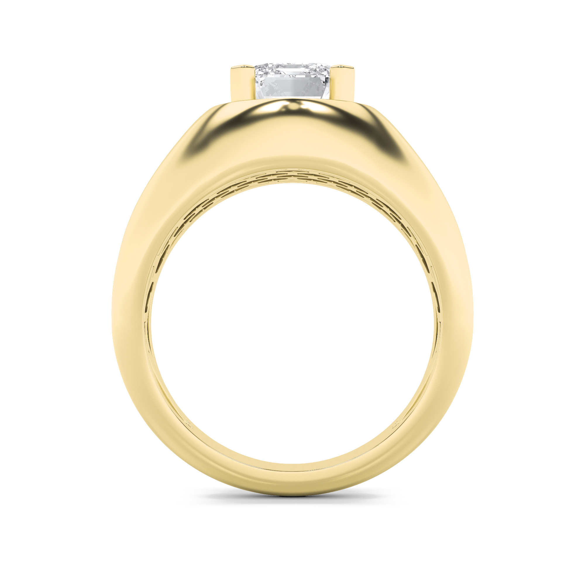 Mens Ring  with Emerald Shaped Lab Grown Diamond (F/VS) in 14K Gold view 4