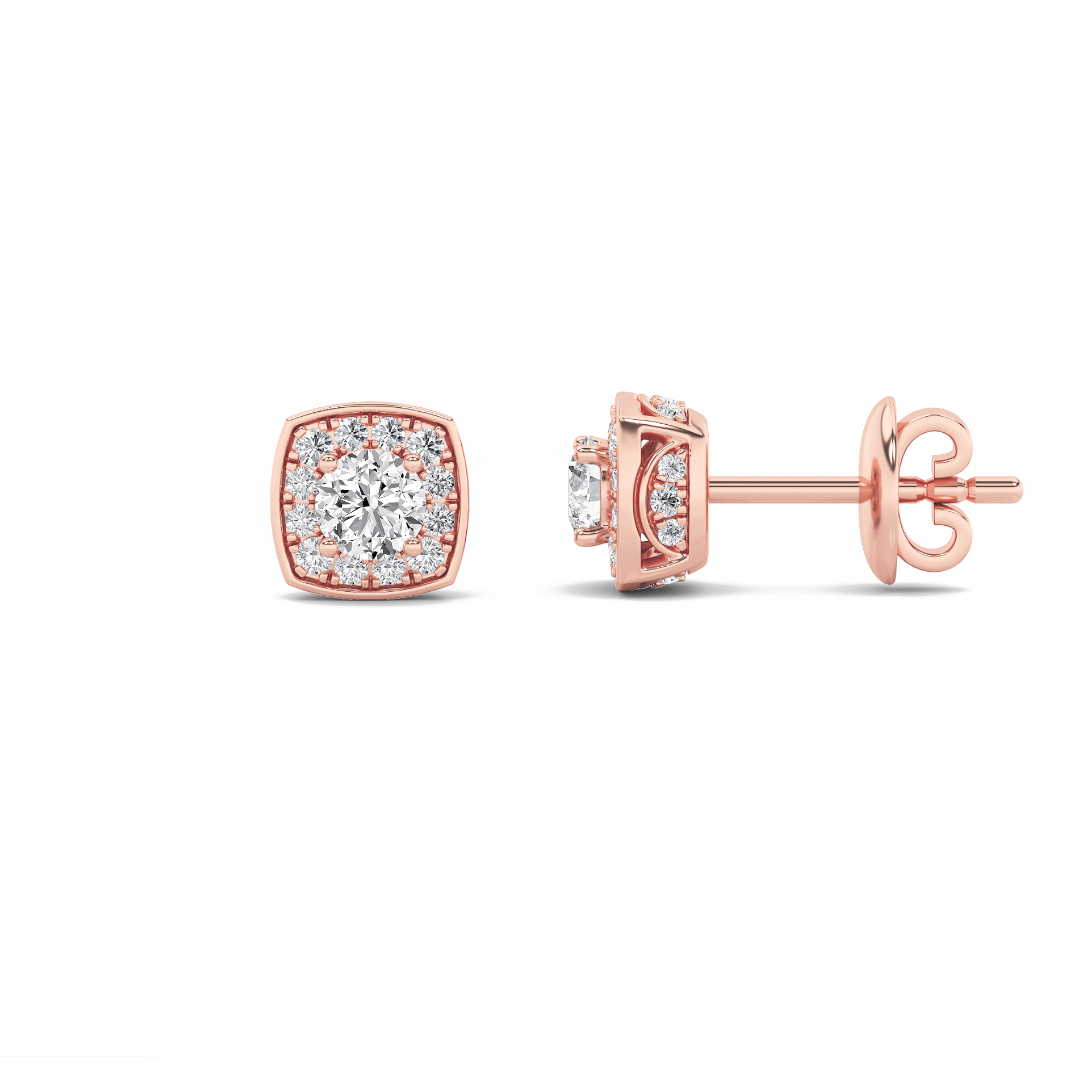 1.00 CT Round Diamond Earring in 14K Rose Gold
