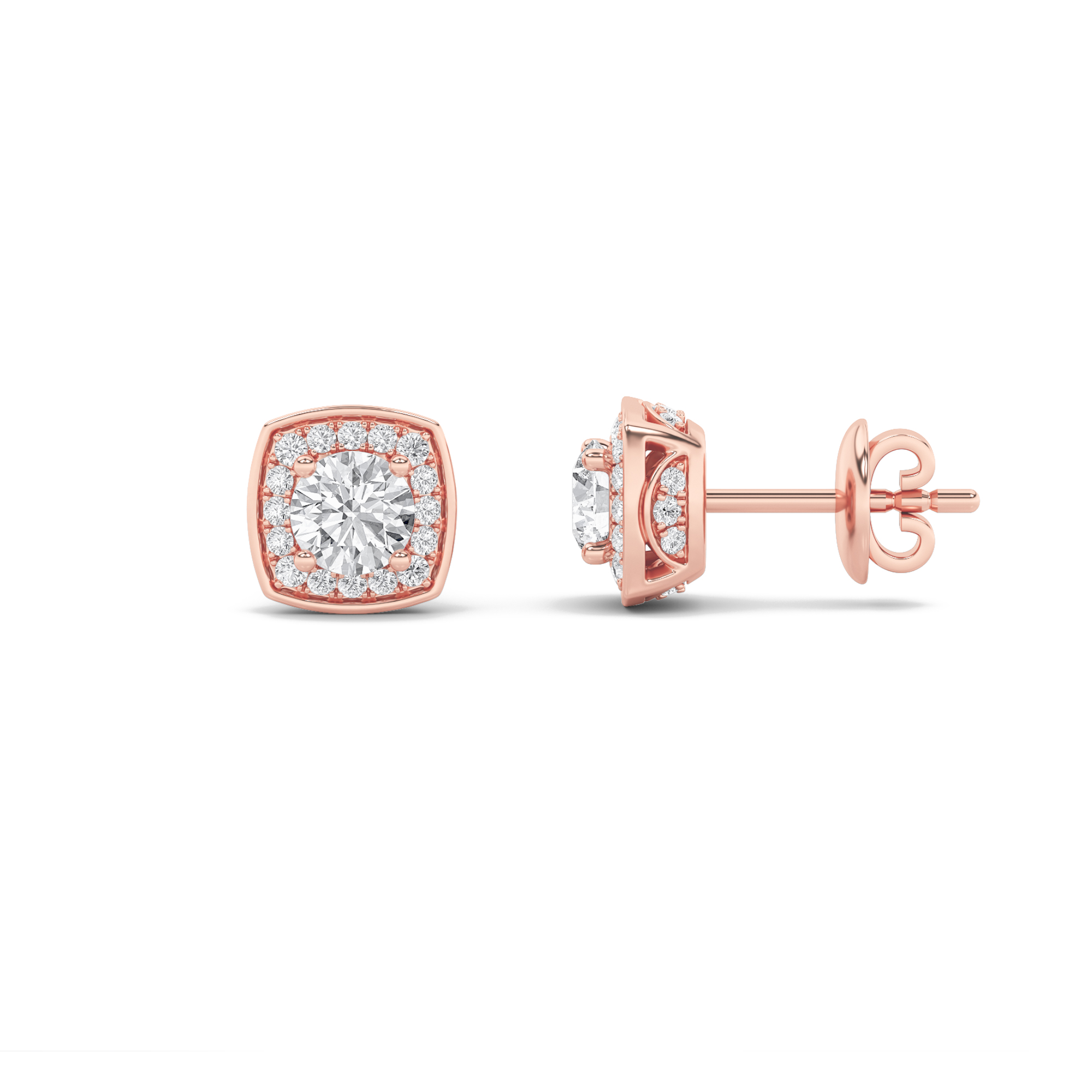 2.00 CT Round Diamond Earring in 14K Rose Gold