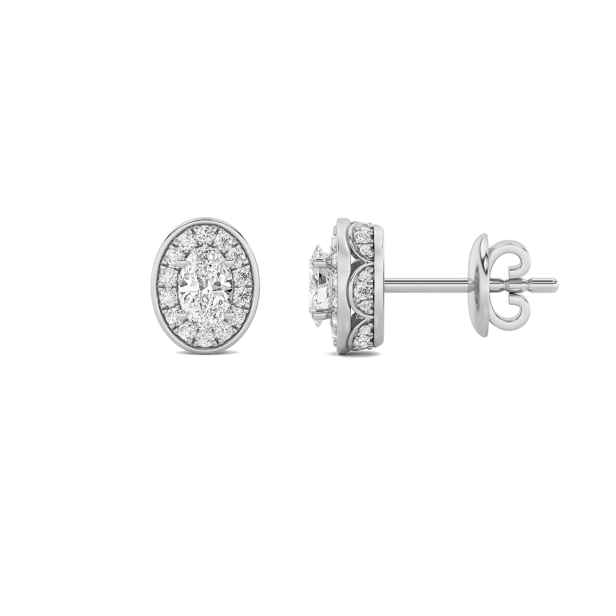 1.00 CT Oval Diamond Earring in 14K White Gold