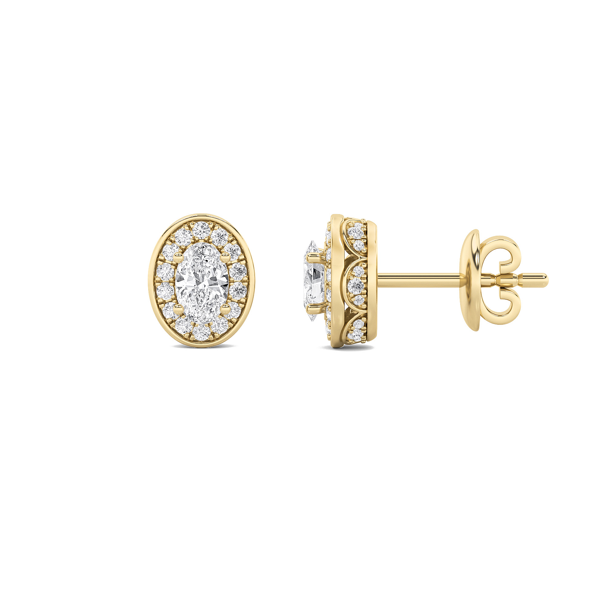 2.00 CT Oval Diamond Earring in 14K Yellow Gold