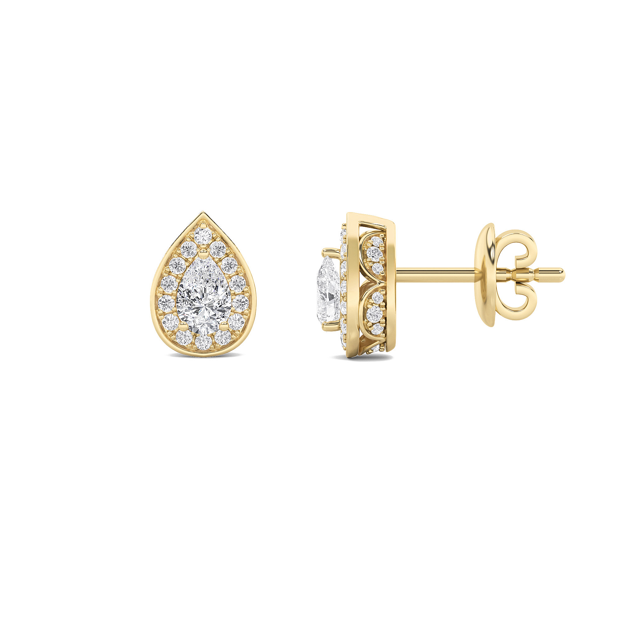 1.00 CT Pear Diamond Earring in 14K Yellow Gold