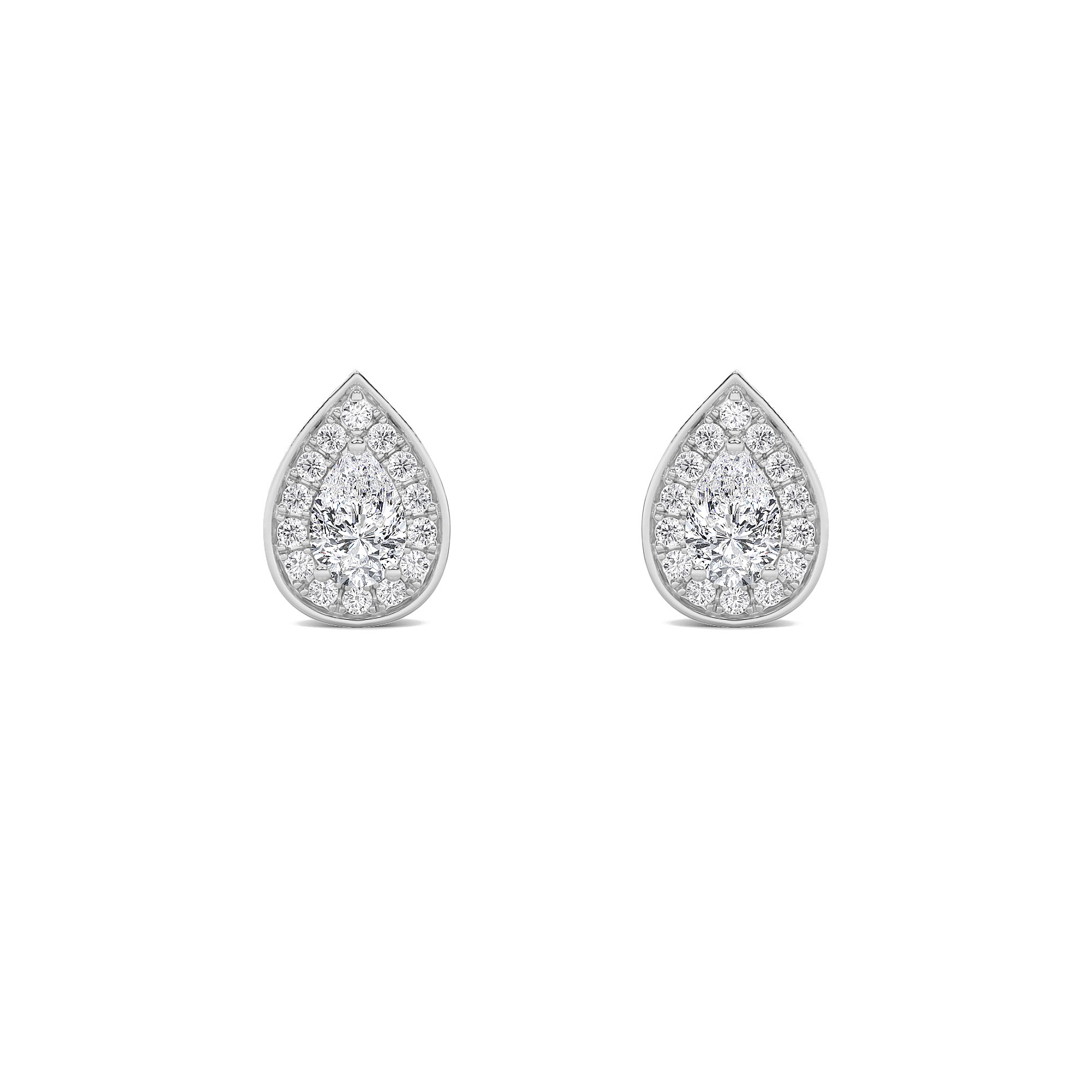 Halo Stud Earrings  with Oval Shaped Lab Grown Diamond (F/VS) in 14K Gold view 5