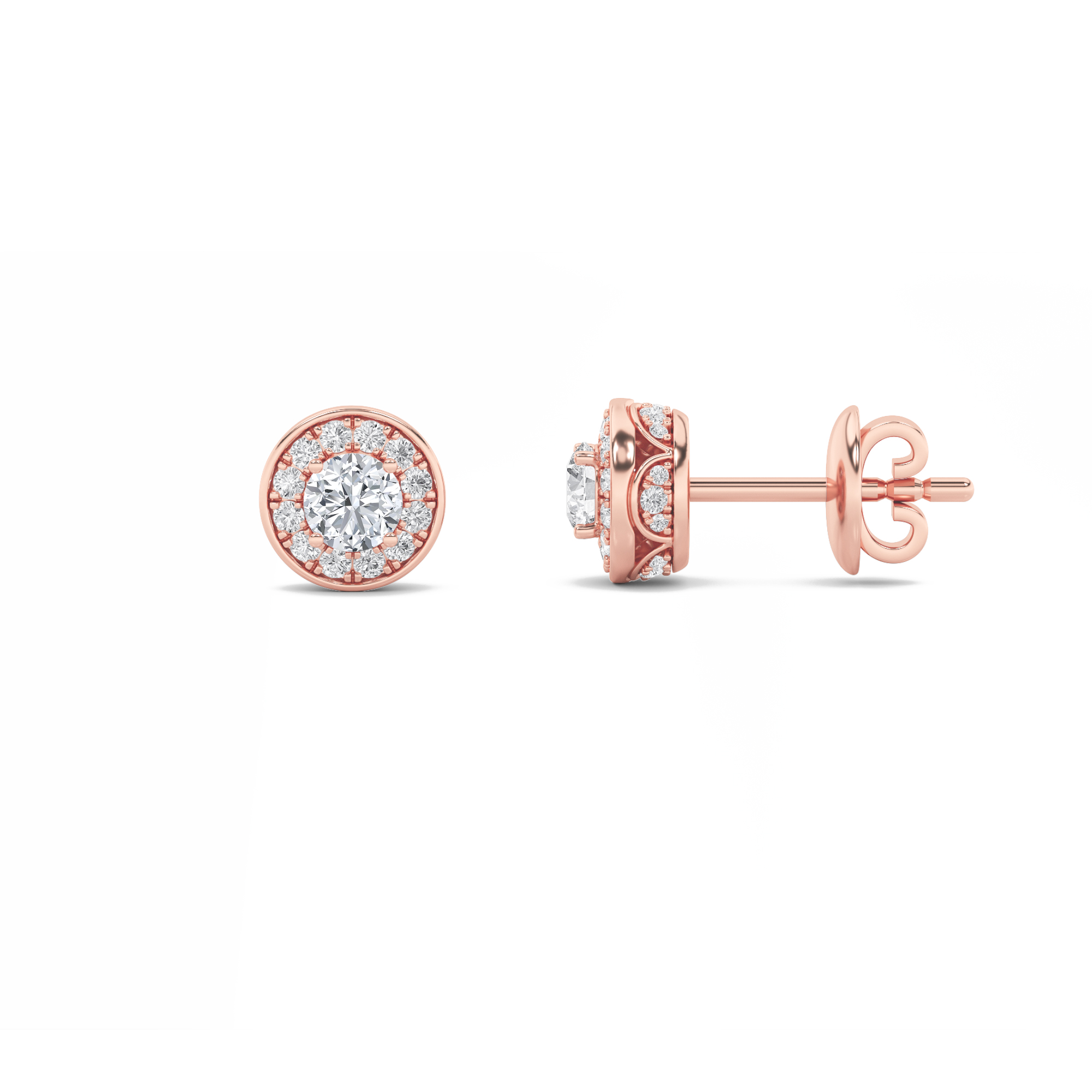 1.00 CT Round Diamond Earring in 14K Rose Gold