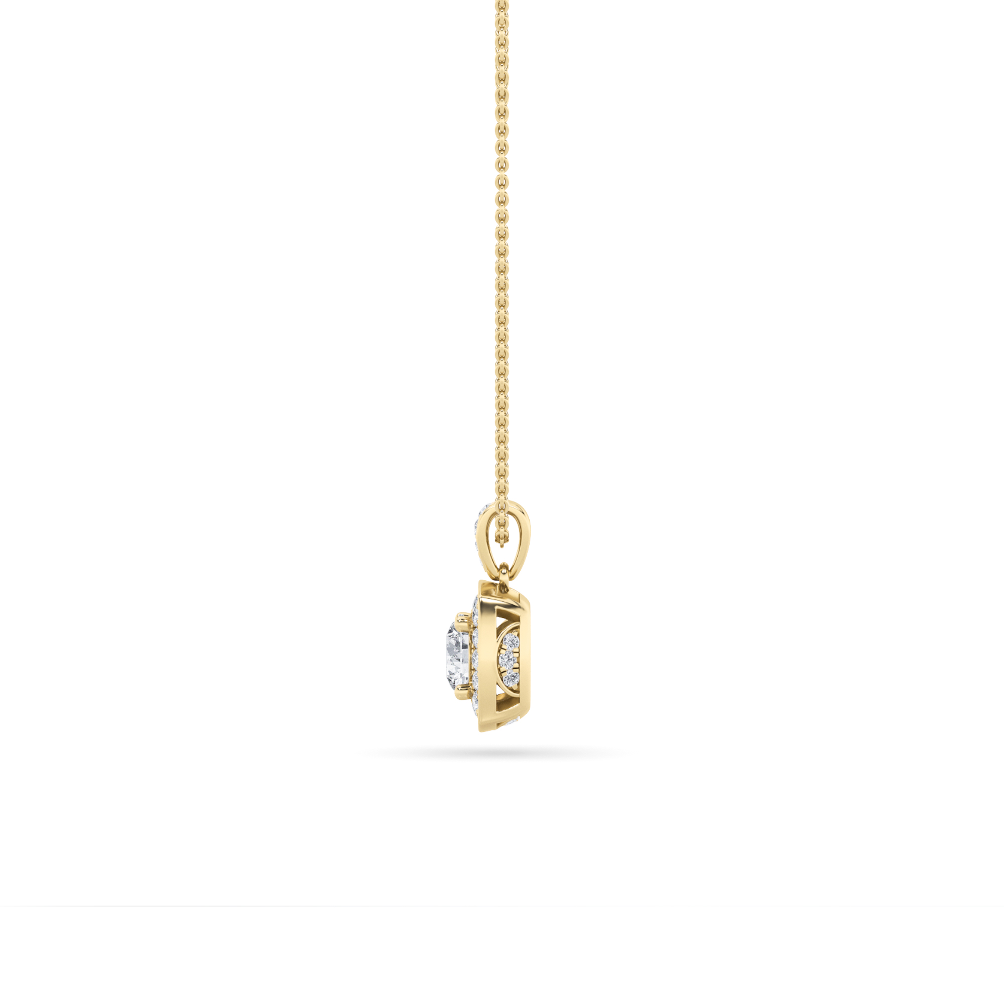 Halo Pendant  with Round Shaped Lab Grown Diamond (F/VS) in 14K Gold view 3