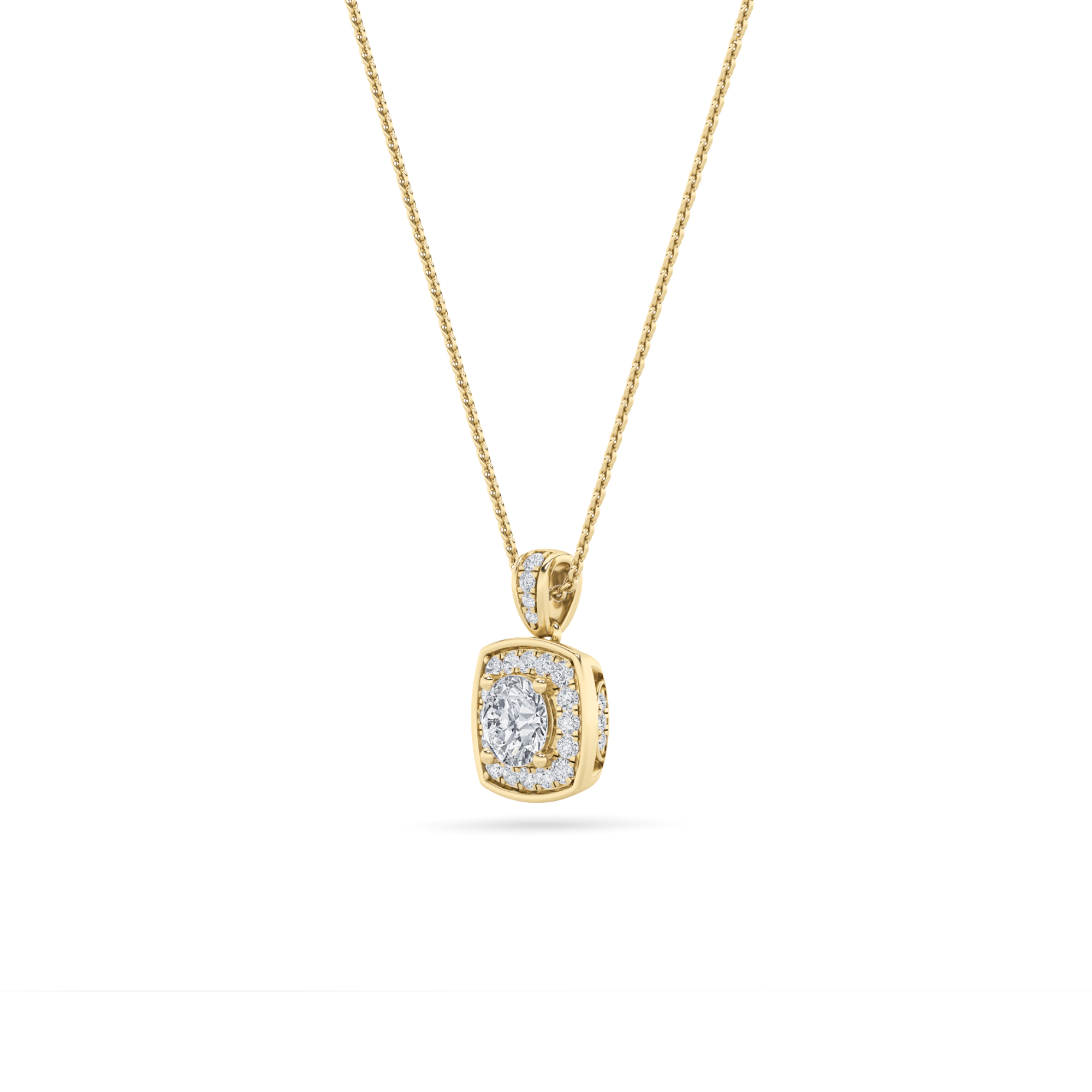 Halo Pendant  with Round Shaped Lab Grown Diamond (F/VS) in 14K Gold view 4