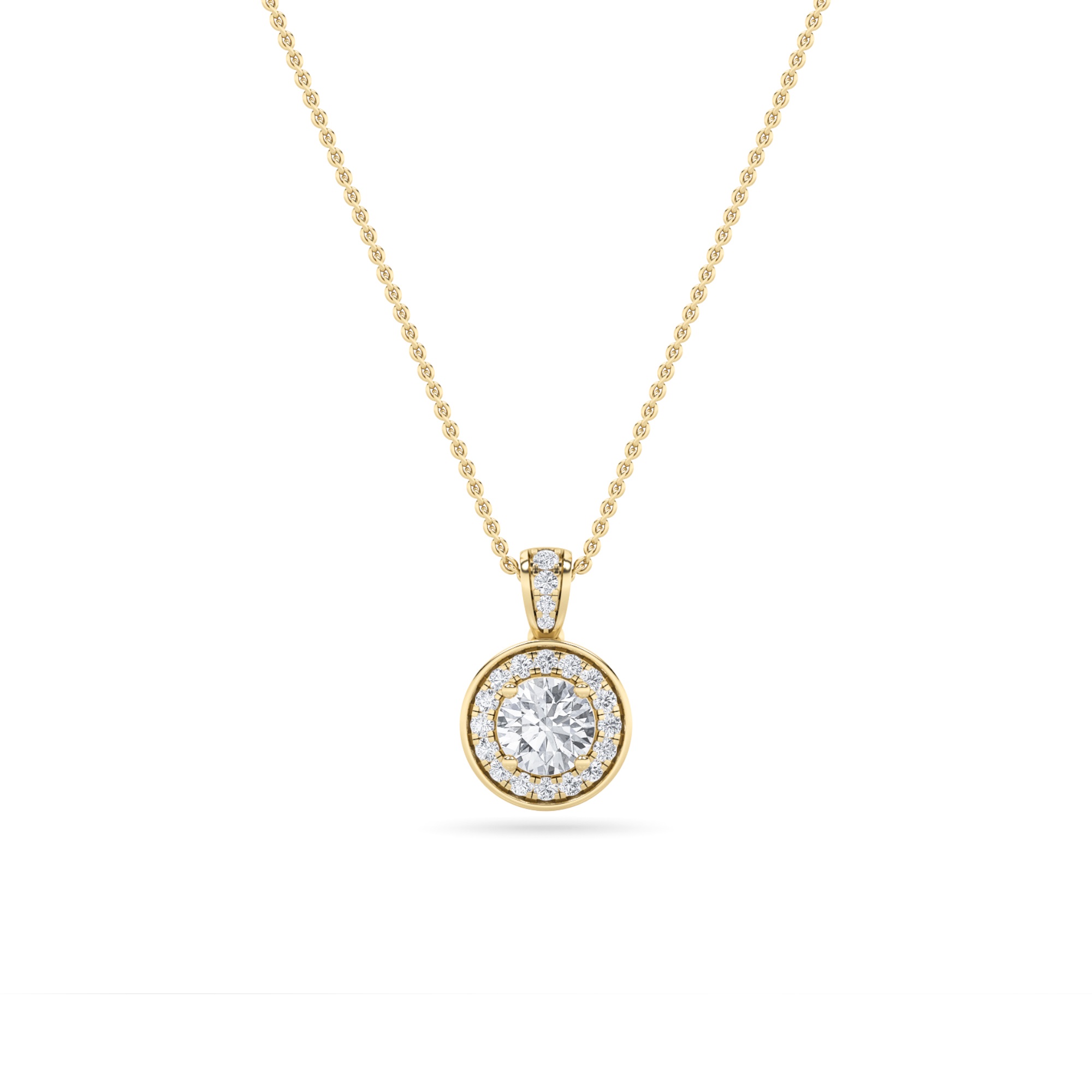0.75 CT Oval Diamond Necklace in 14K Yellow Gold
