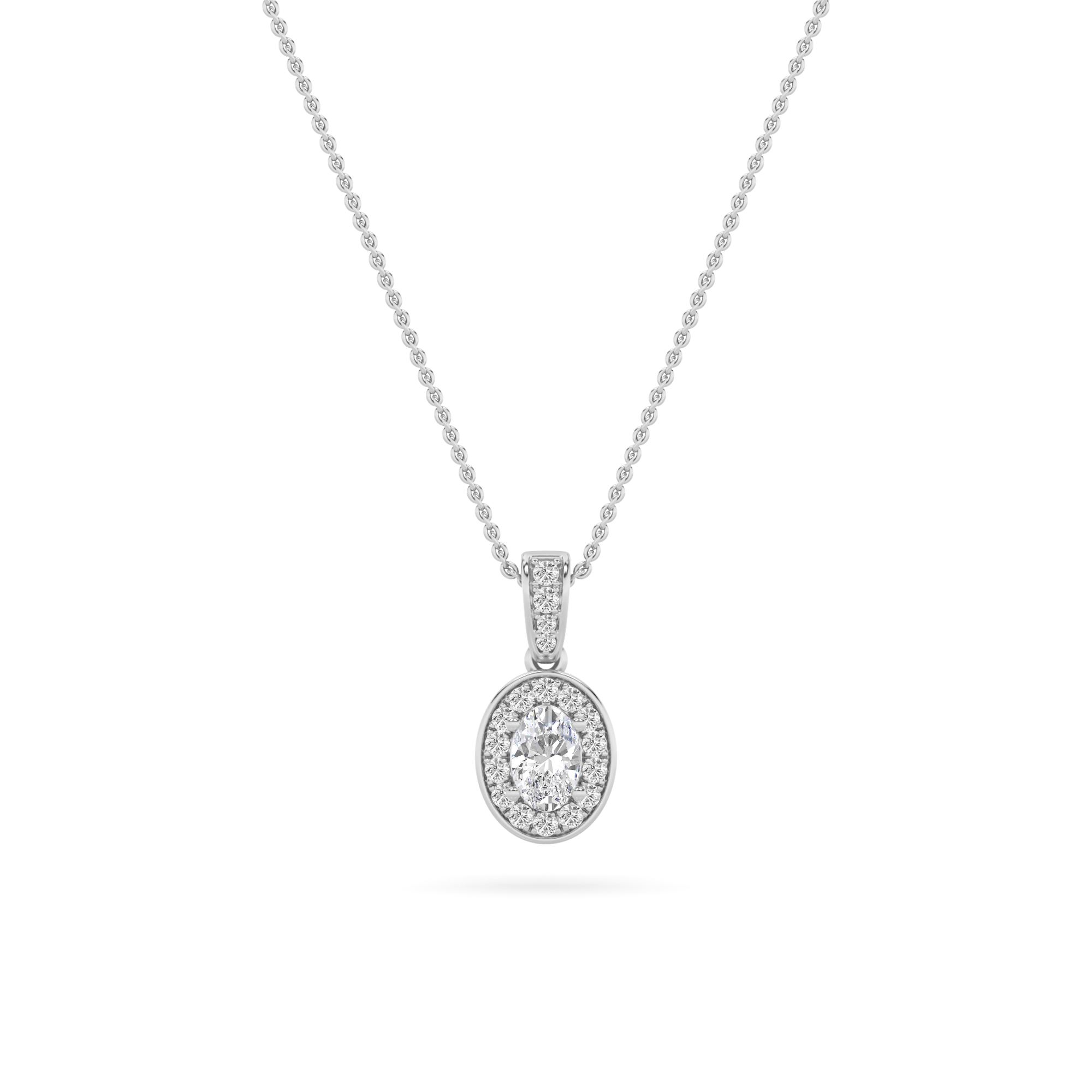 1.25 CT Oval Diamond Necklace in 14K White Gold