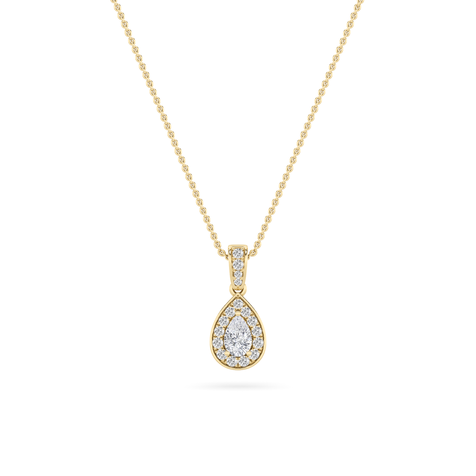 0.75 CT Pear Diamond Necklace in 14K Yellow Gold