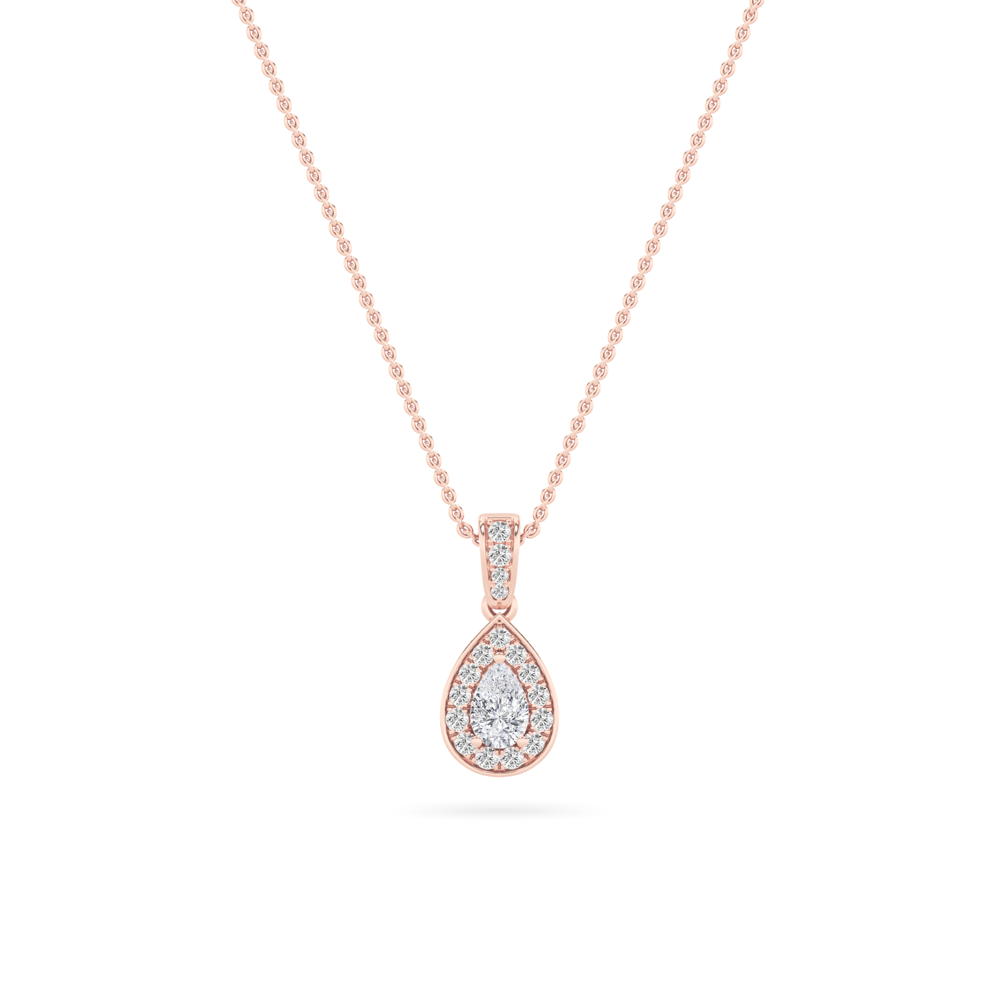 0.75 CT Pear Diamond Necklace in 14K Rose Gold