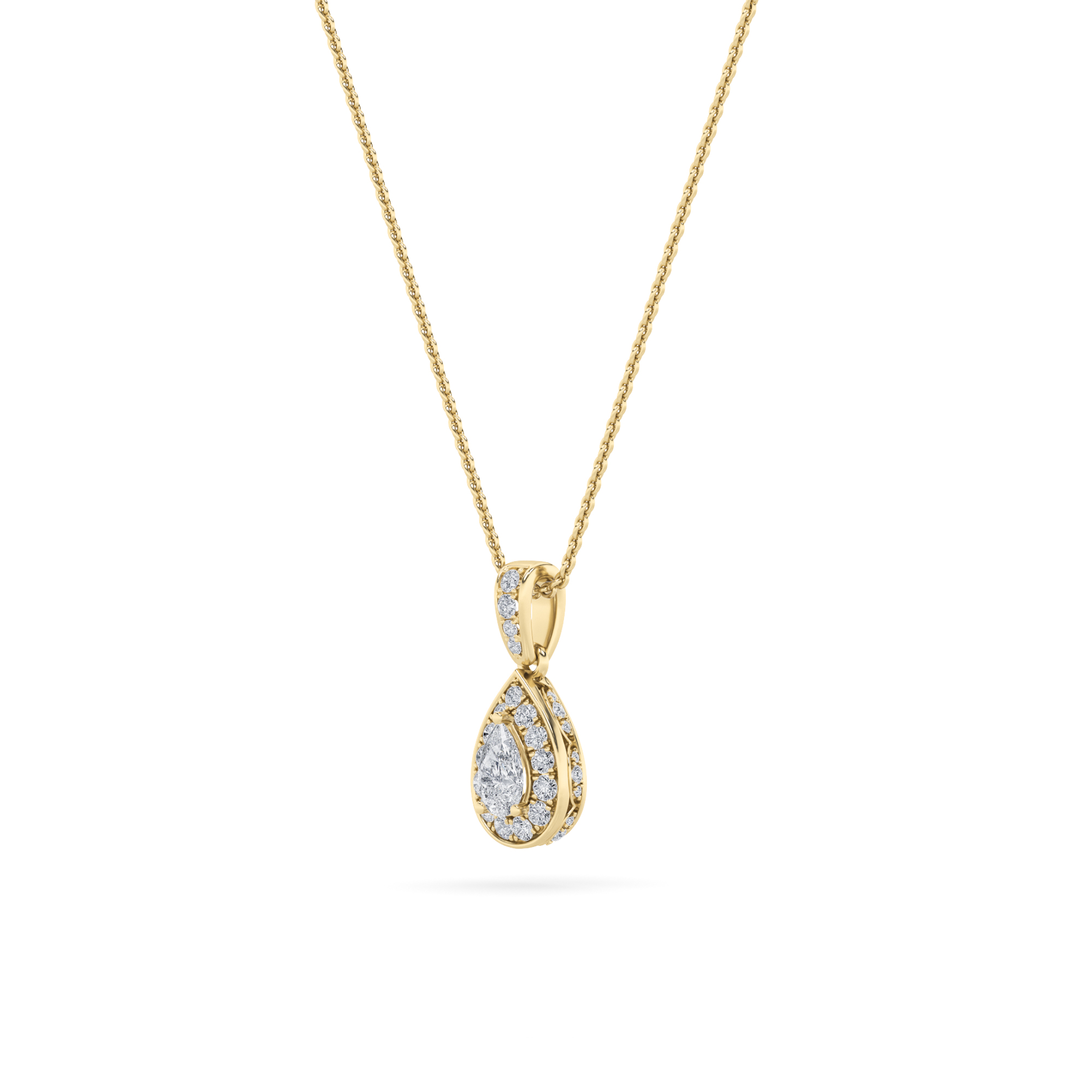 Halo Pendant  with Round Shaped Lab Grown Diamond (F/VS) in 14K Gold view 3