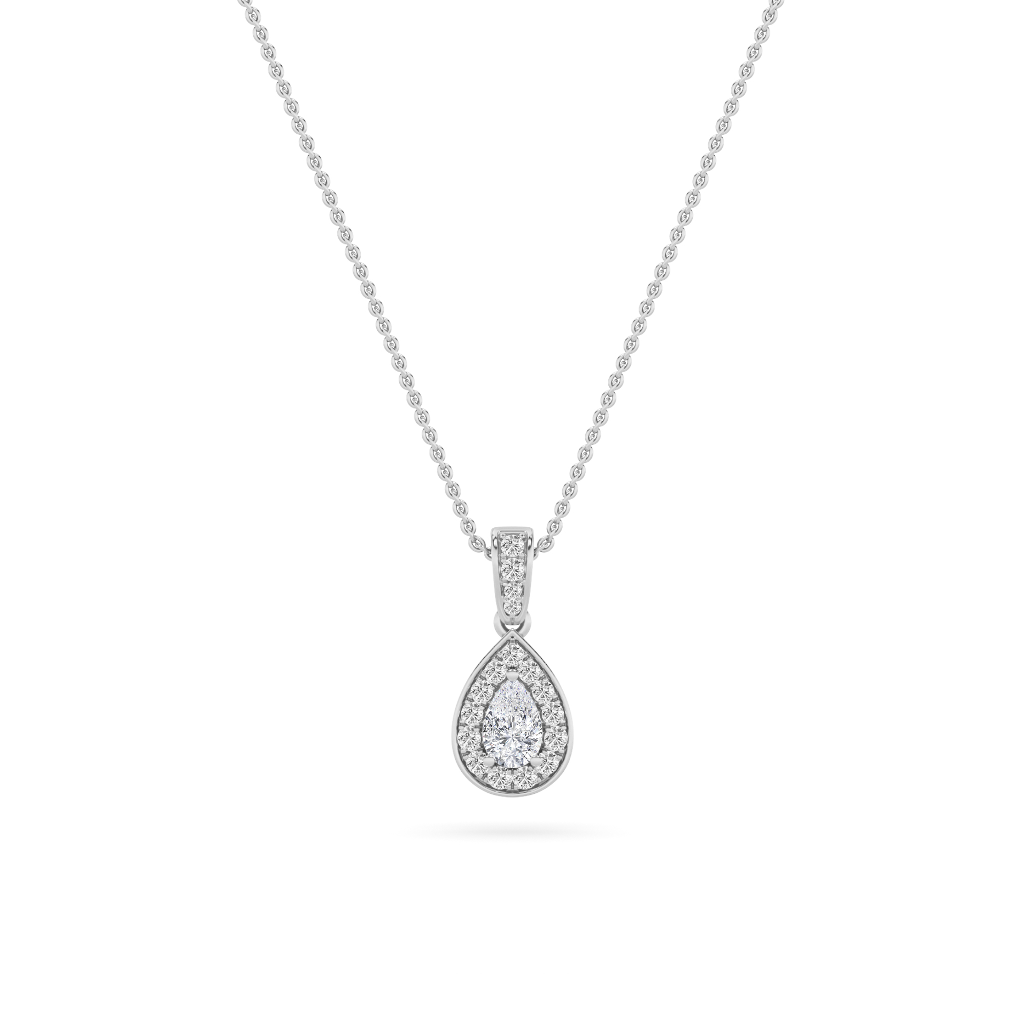 1.30 CT Pear Diamond Necklace in 14K White Gold
