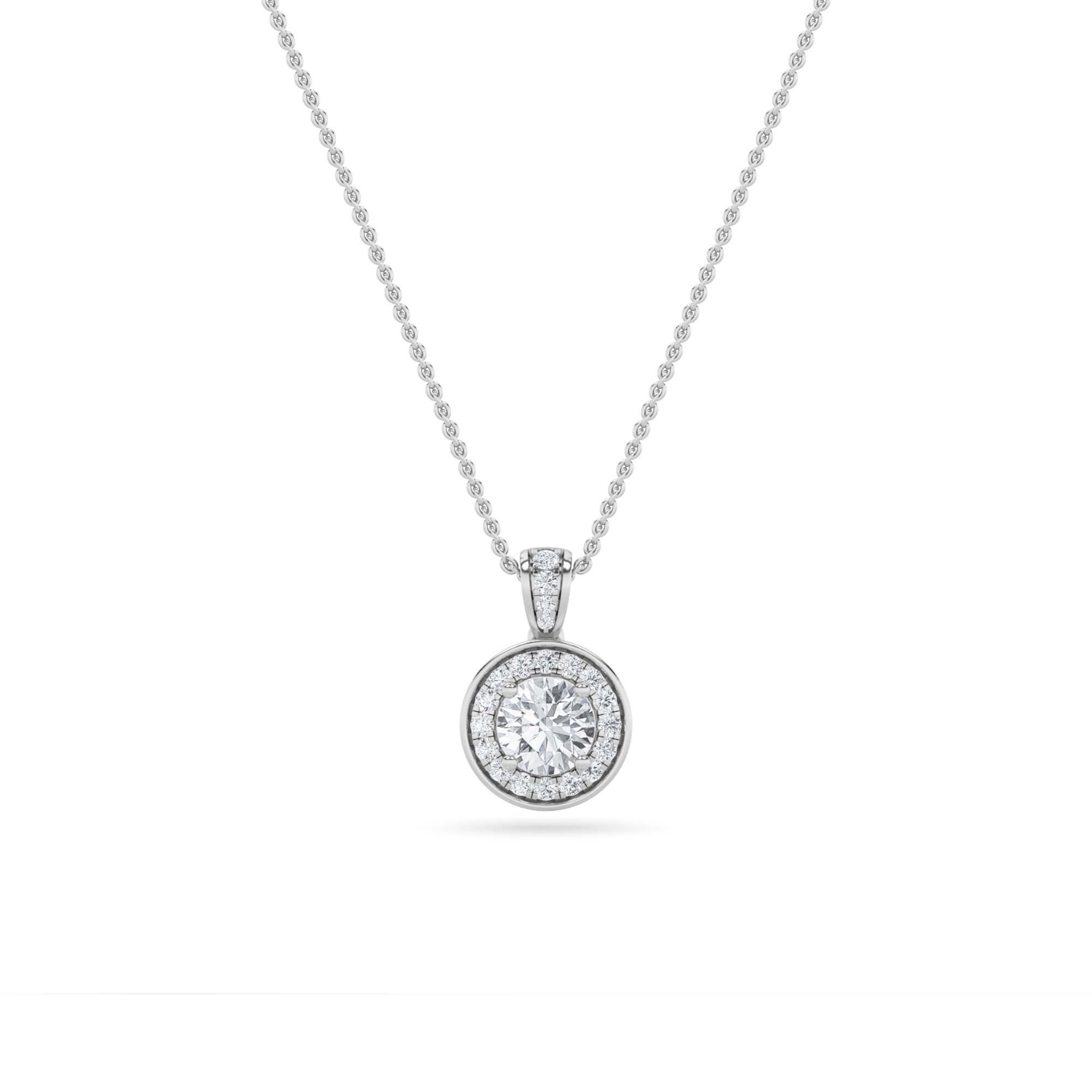0.75 CT Round Diamond Necklace in 14K White Gold