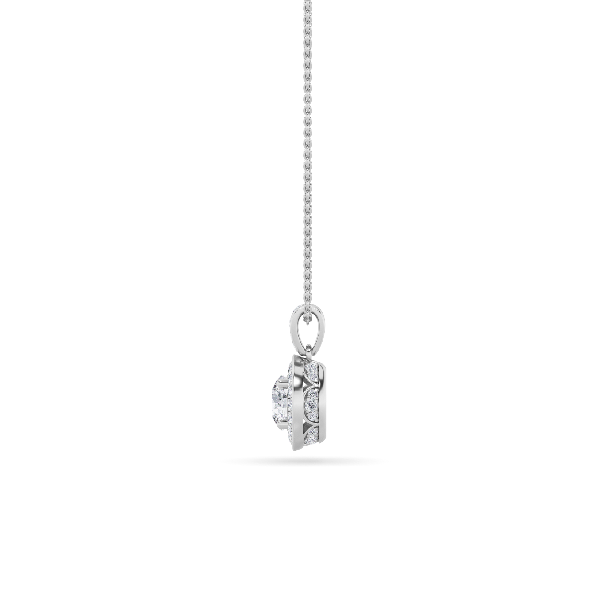 Halo Pendant  with Round Shaped Lab Grown Diamond (F/VS) in 14K Gold view 4