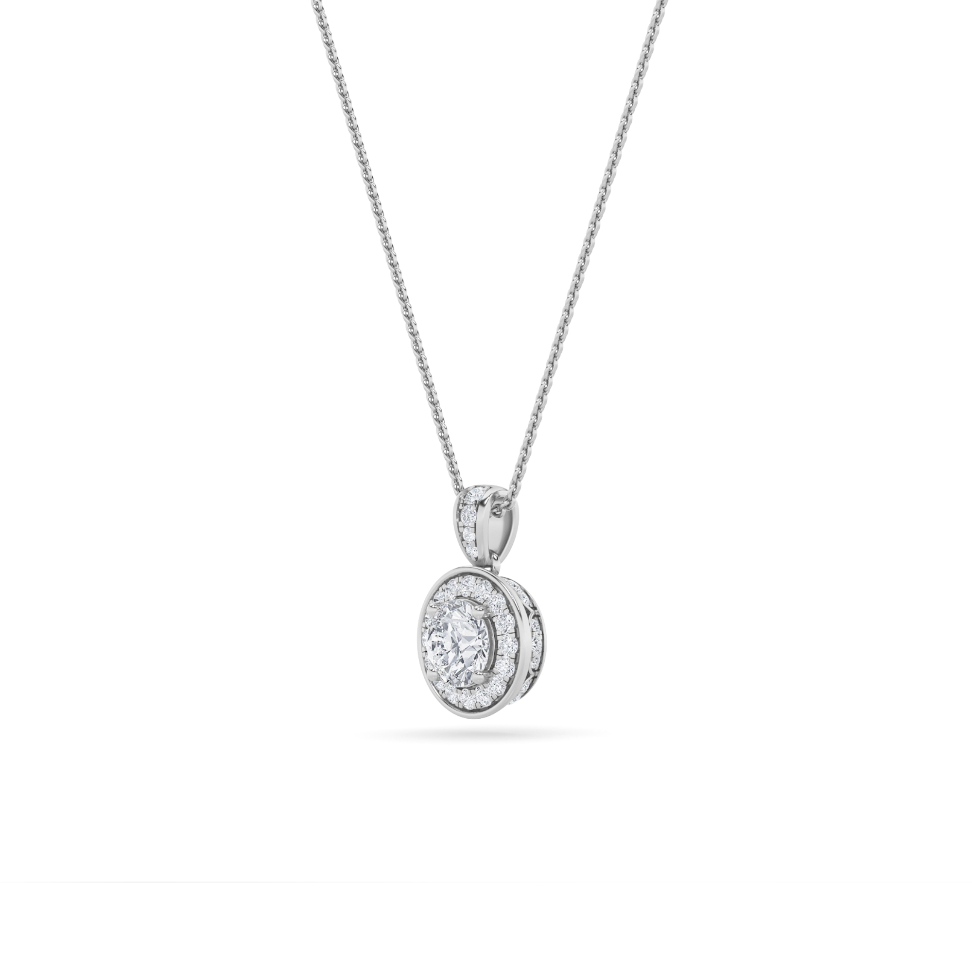 Halo Pendant  with Round Shaped Lab Grown Diamond (F/VS) in 14K Gold view 5