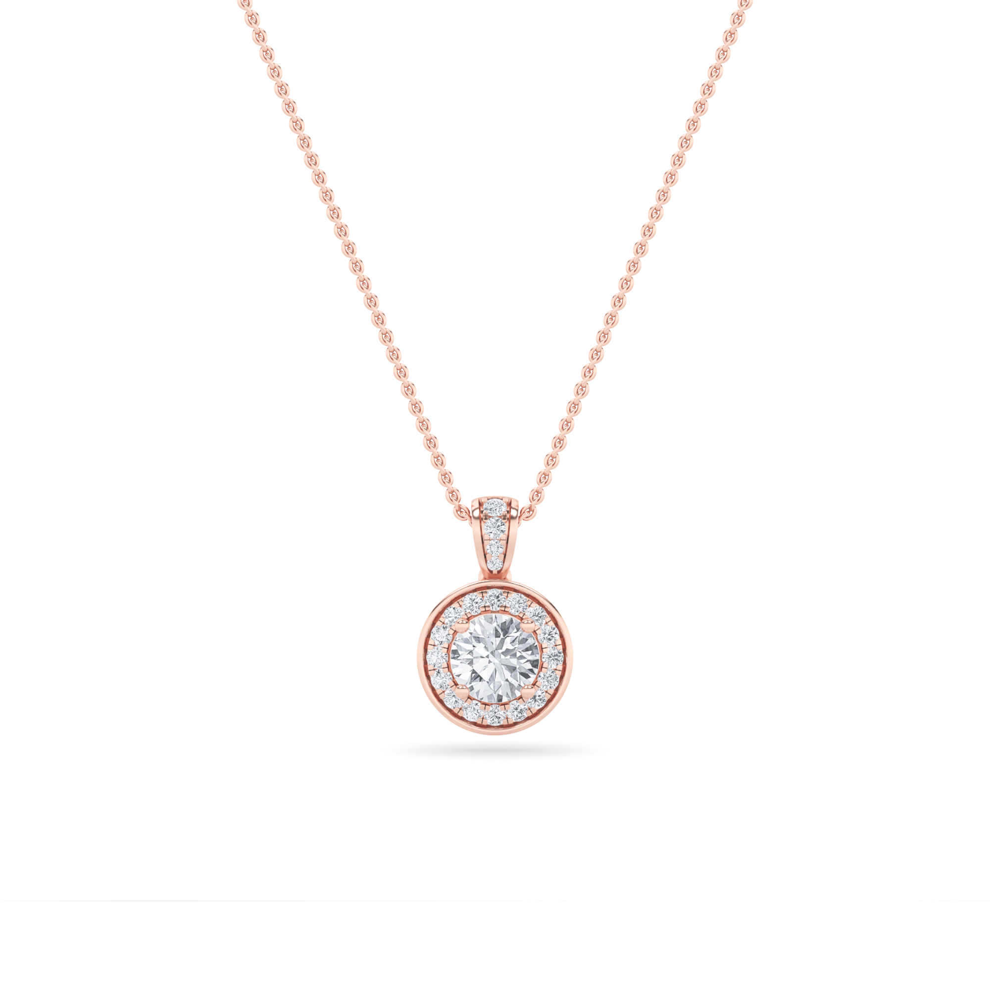 0.75 CT Round Diamond Necklace in 14K Rose Gold