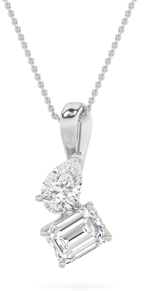 3.00 CT Emerald Diamond Necklace in 14K White Gold