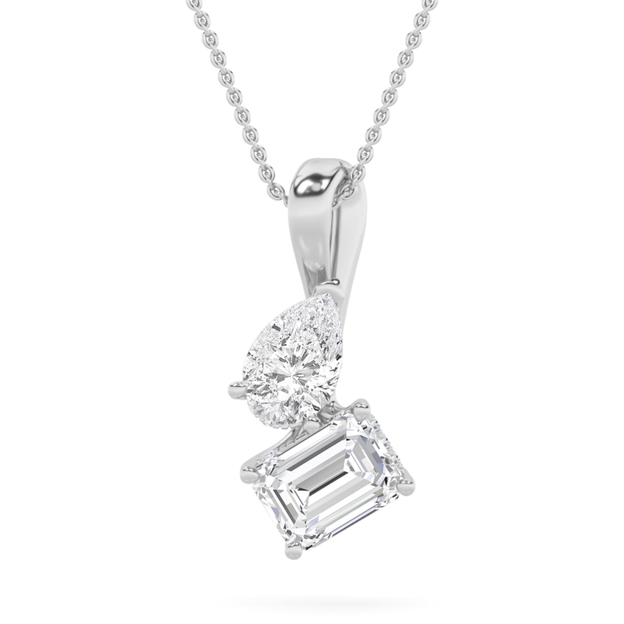 3.00 CT Radiant Diamond Necklace in 14K White Gold