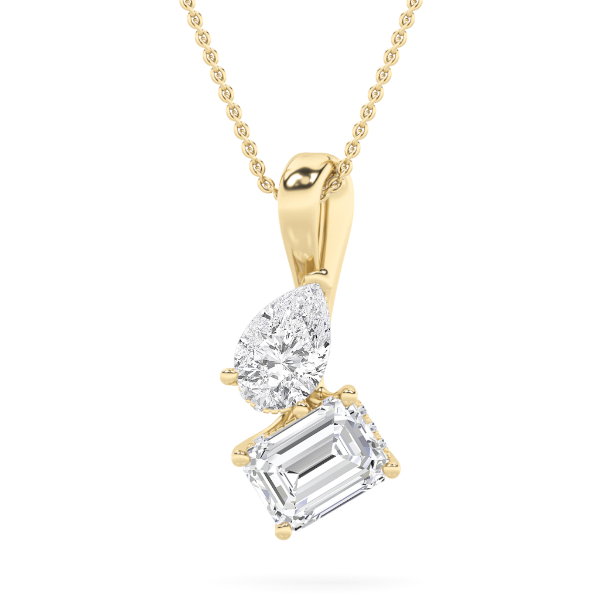 3.00 CT Radiant Diamond Necklace in 14K Yellow Gold