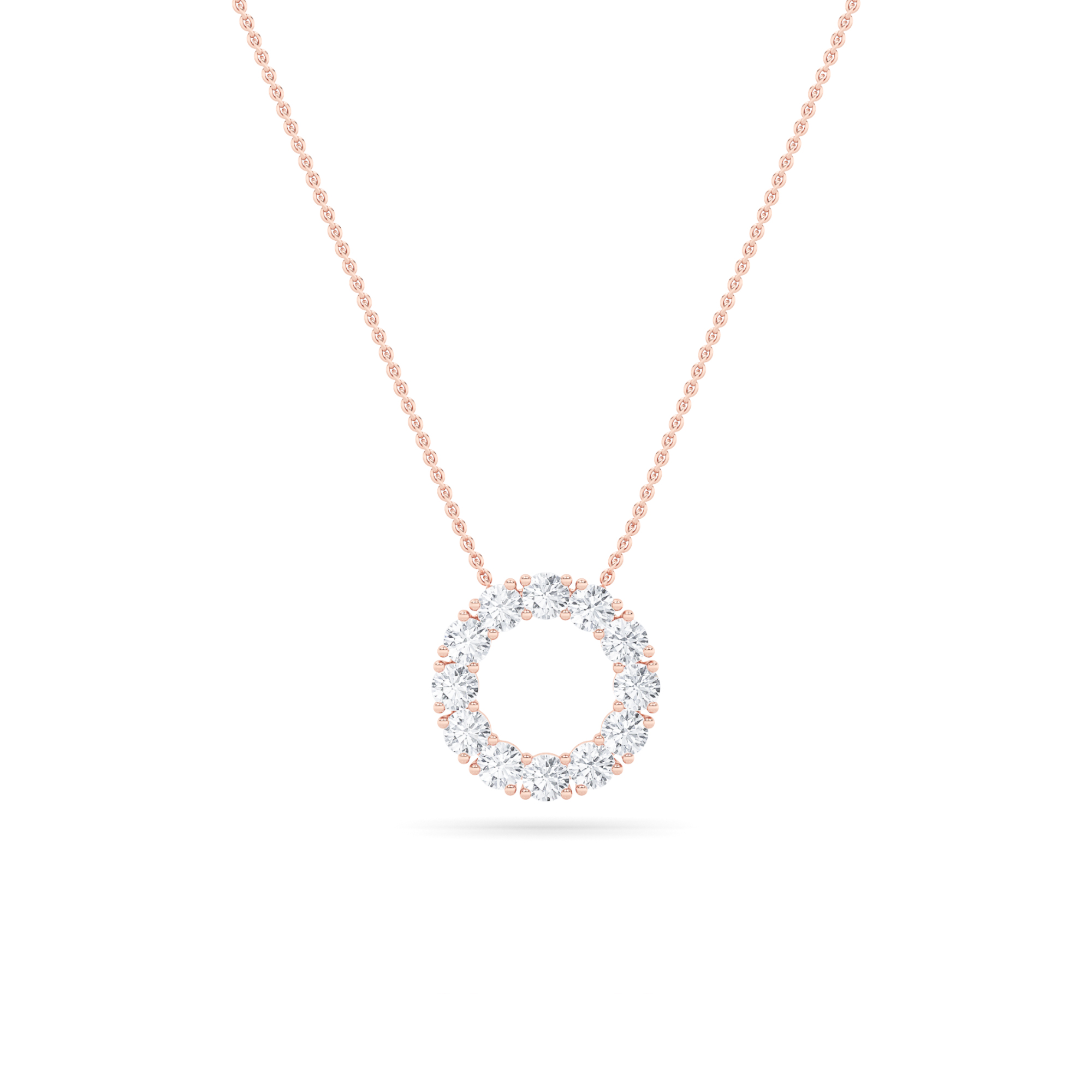2.00 CT Round Diamond Necklace in 14K Rose Gold