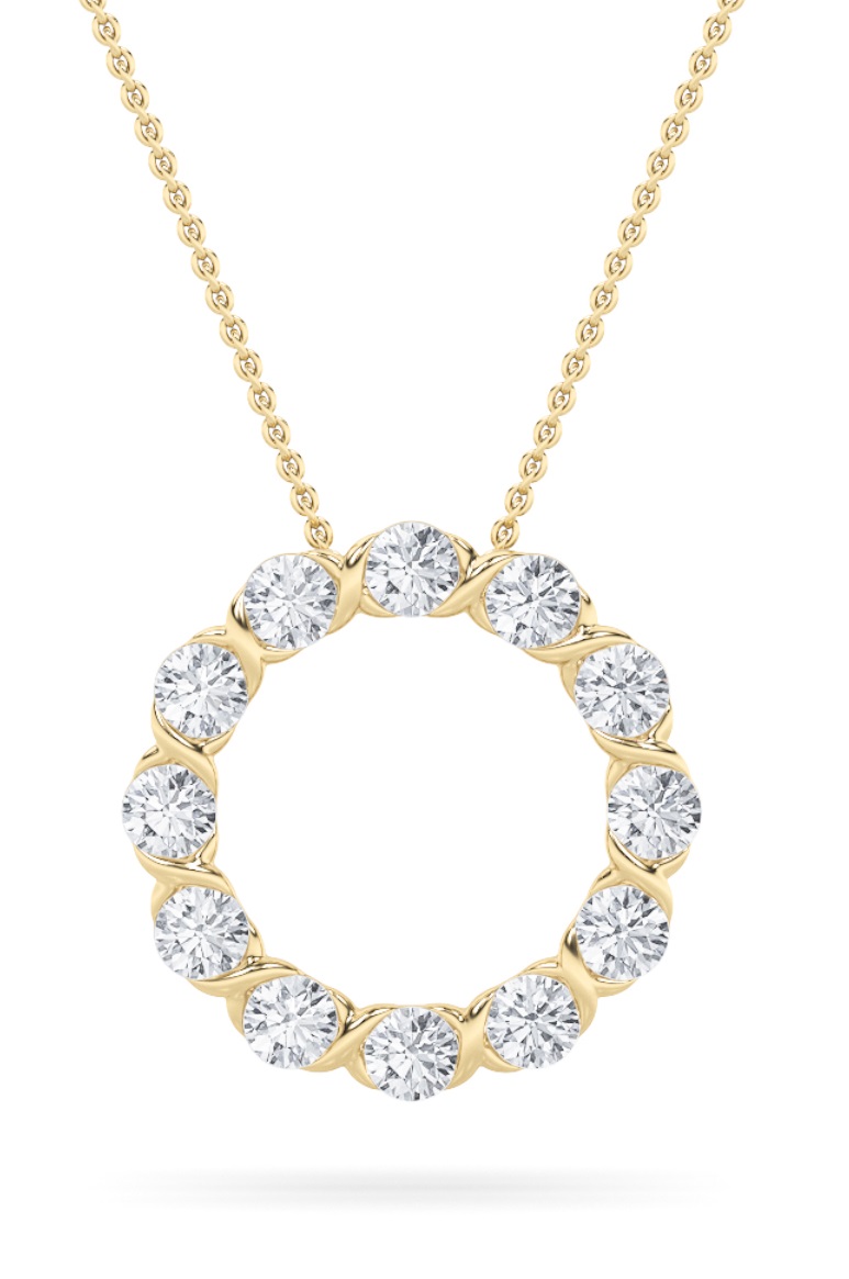 2.00 CT Round Diamond Necklace in 14K Yellow Gold