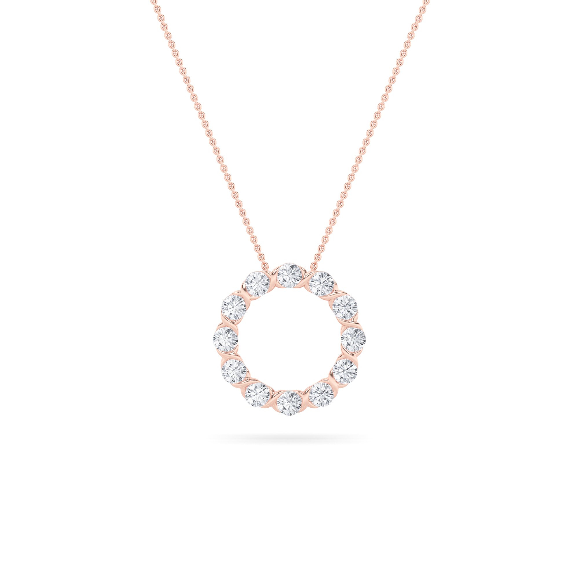 2.00 CT Round Diamond Necklace in 14K Rose Gold