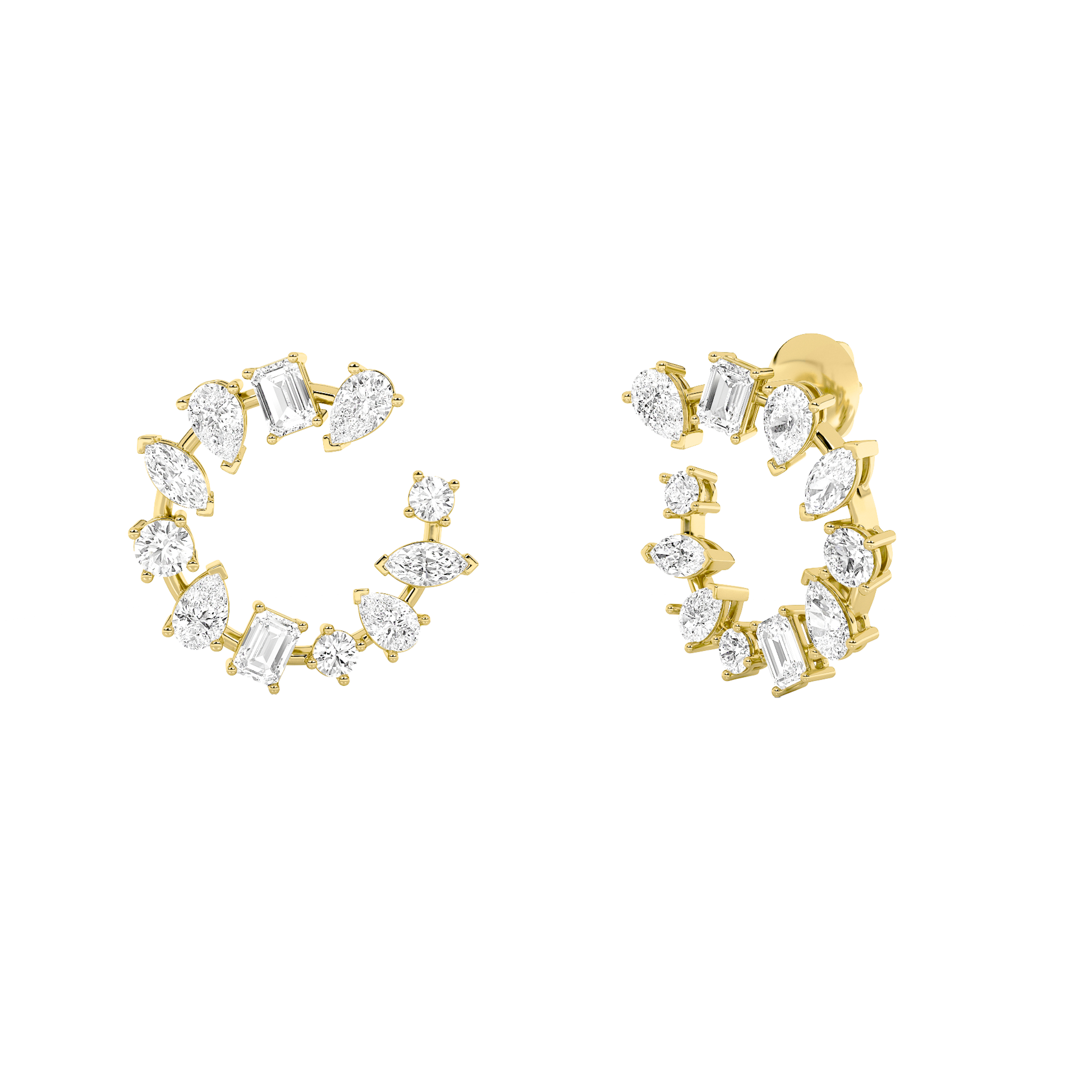 5.00 CT Emerald Diamond Earring in 14K Yellow Gold