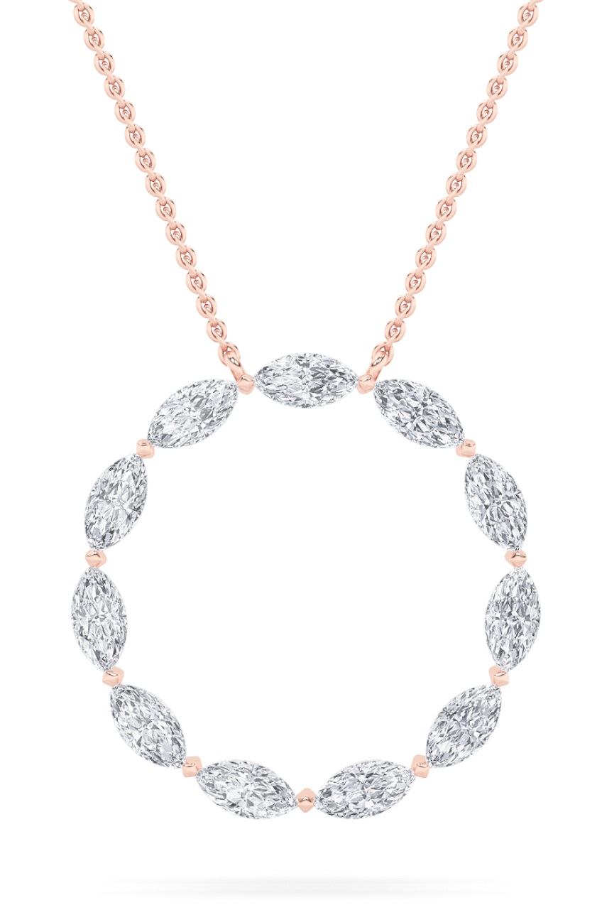 2.00 CT Marquise Diamond Necklace in 14K Rose Gold
