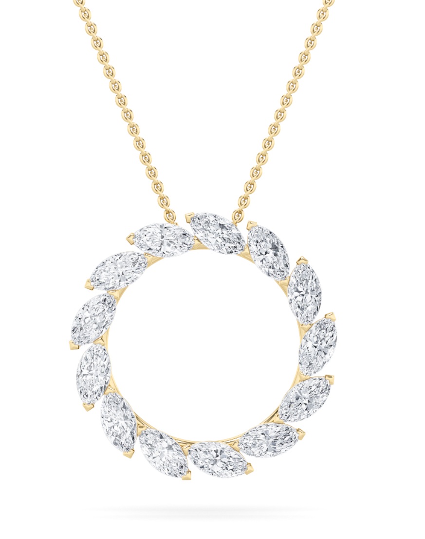 2.00 CT Marquise Diamond Necklace in 14K Yellow Gold