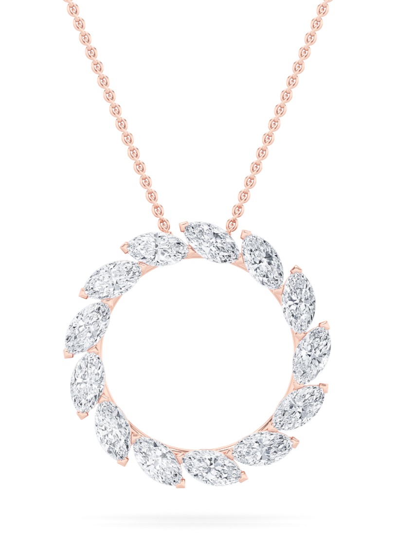 2.00 CT Marquise Diamond Necklace in 14K Rose Gold