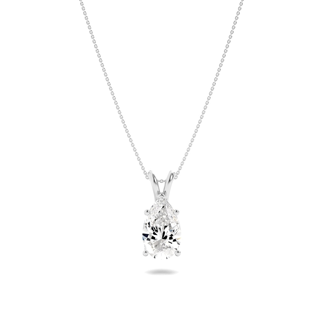 1Cttw Pear Shaped Lab Grown Diamond (F/VS) Split Bale Solitaire Pendant in 14K Gold