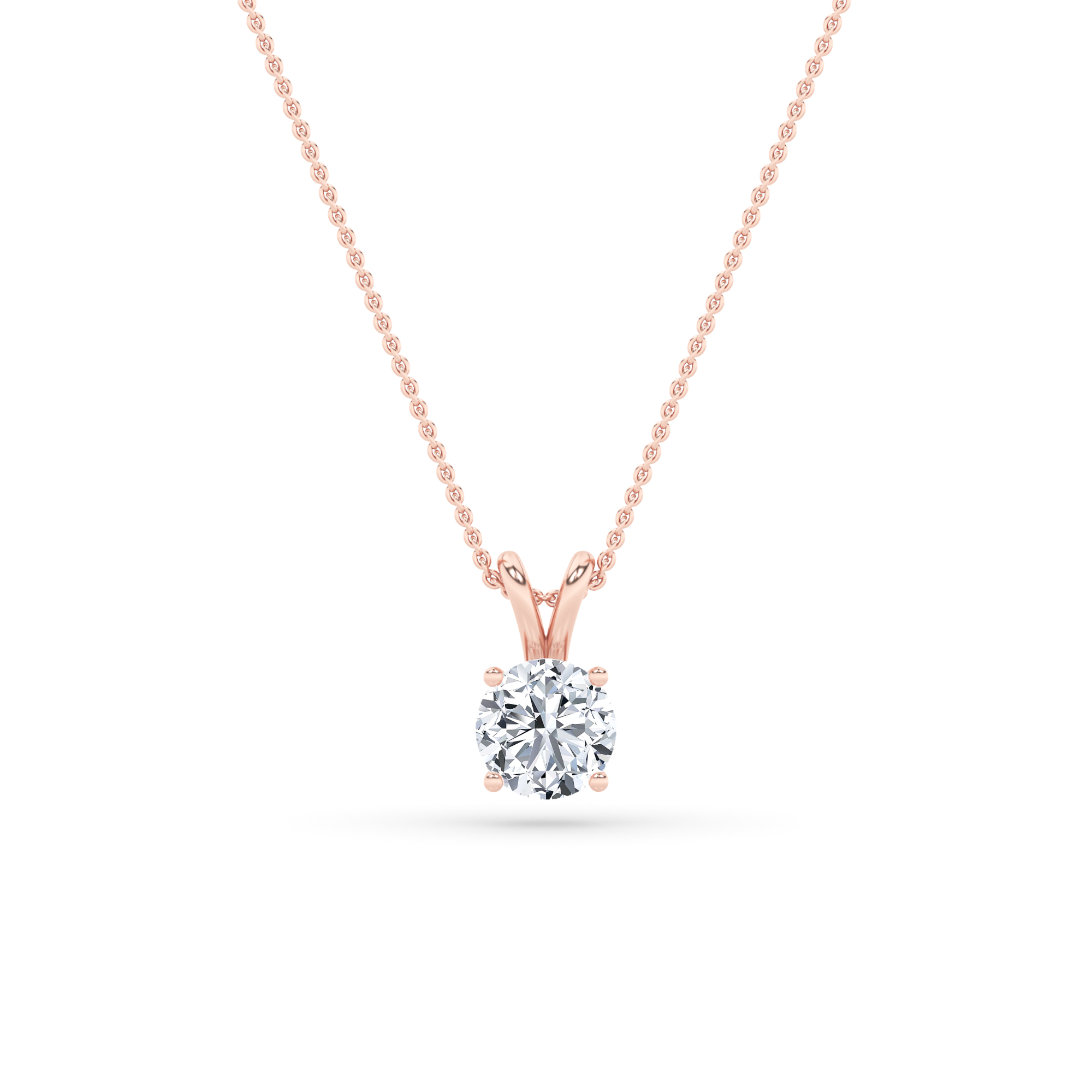 1.00 CT Round Diamond Necklace in 14K Rose Gold