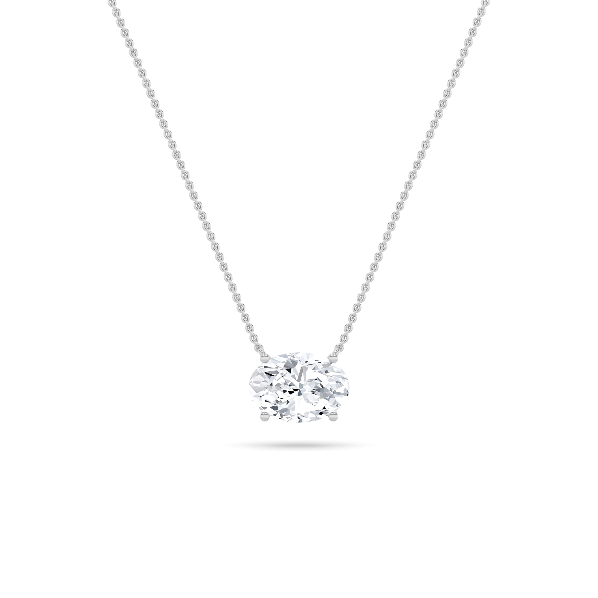 1.00 CT Oval Diamond Necklace in 14K White Gold