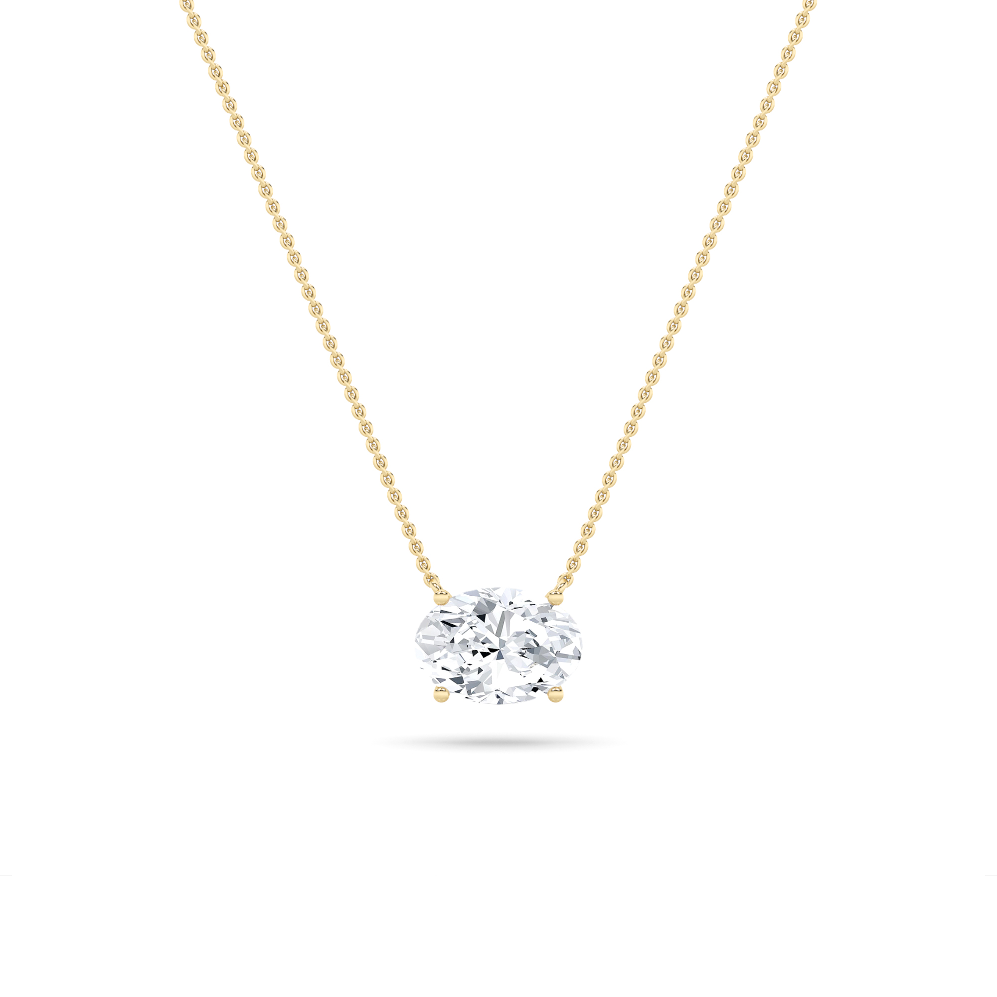 3.00 CT Oval Diamond Necklace in 14K Yellow Gold