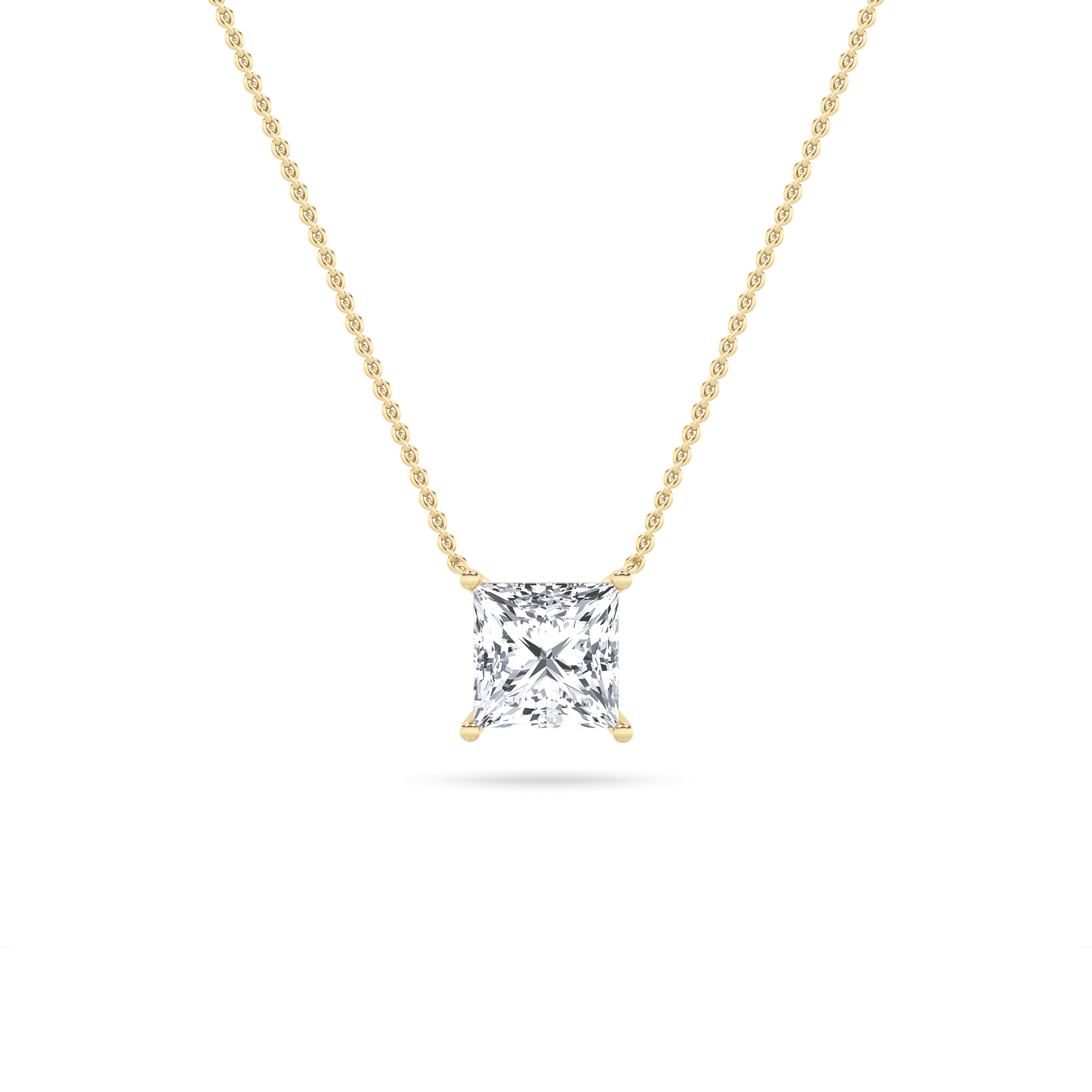 1.00 CT Princess Diamond Necklace in 14K Yellow Gold